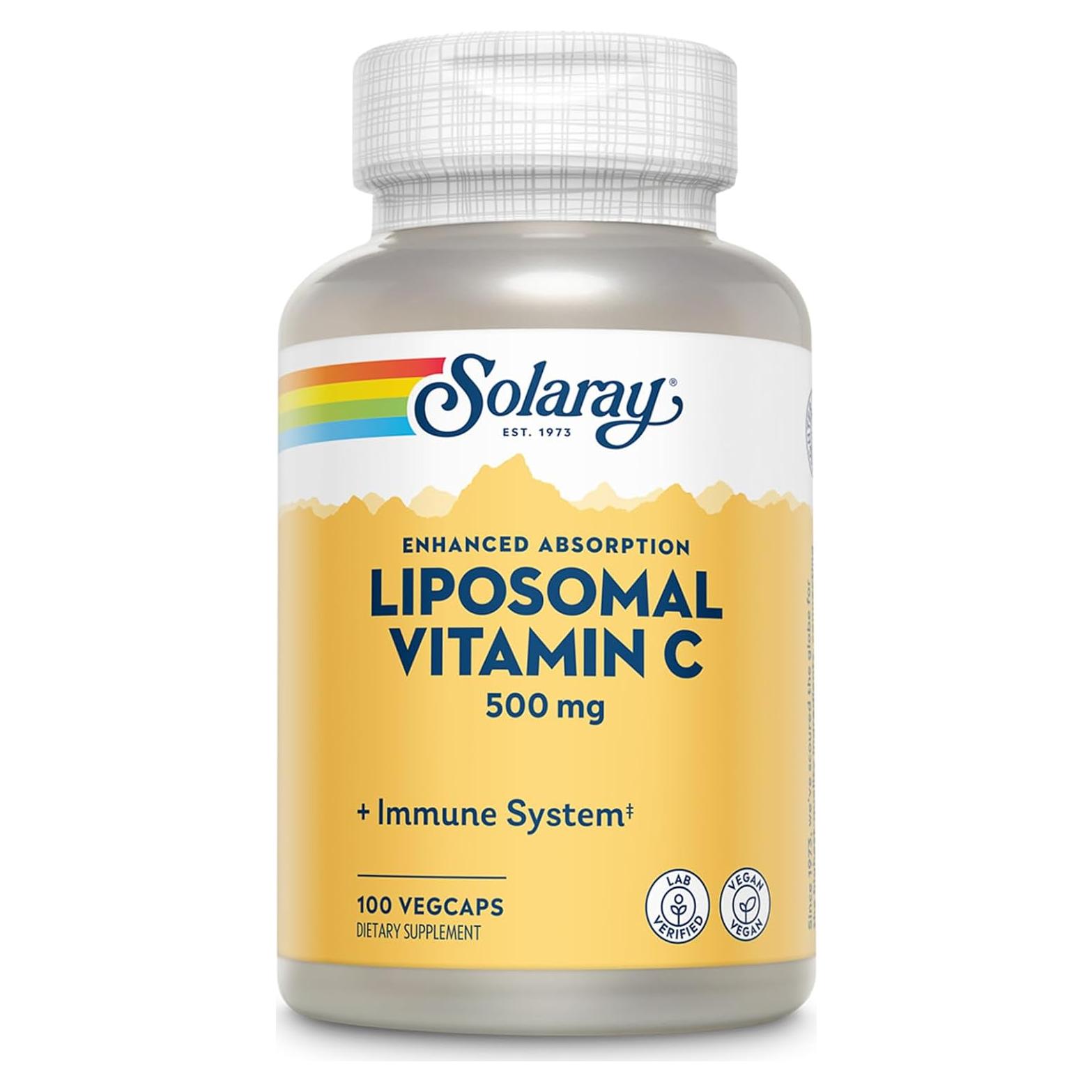 Vitamina C Liposomal Solaray 500mg - Antioxidante Vegano 100 VegCaps