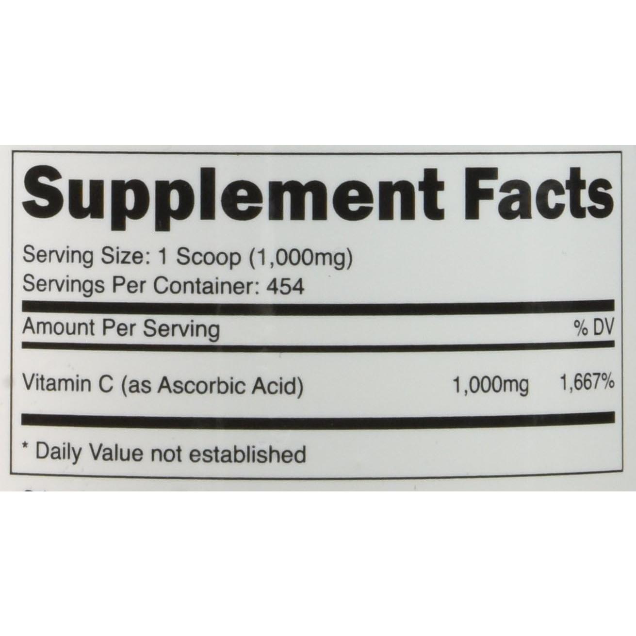 Polvo de Ácido Ascórbico Puro Nutricost 1LB Vitamina C