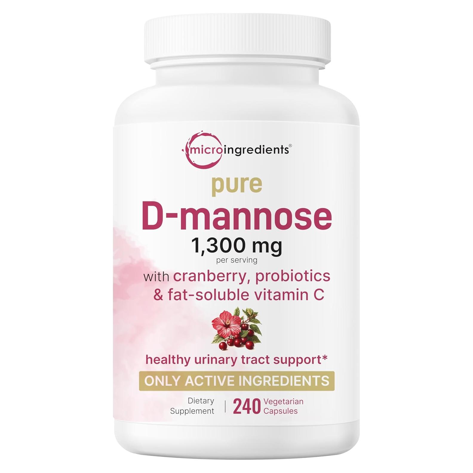 Mannosa D-Pura 1300mg con Arándano y Probioticos 240 Cápsulas