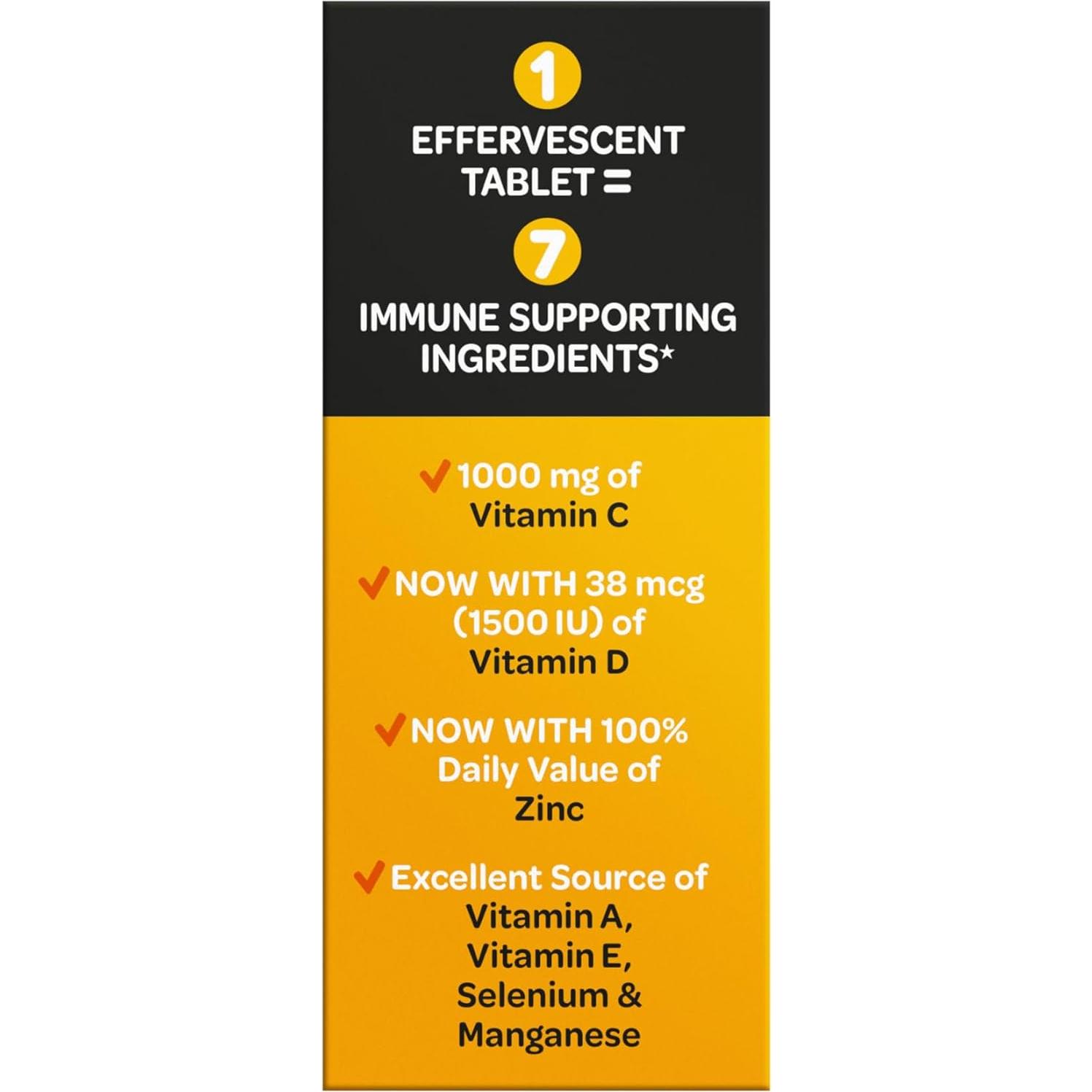 Airborne 1000mg Vitamina C con D y Zinc, 30 Tabletas Efervescentes