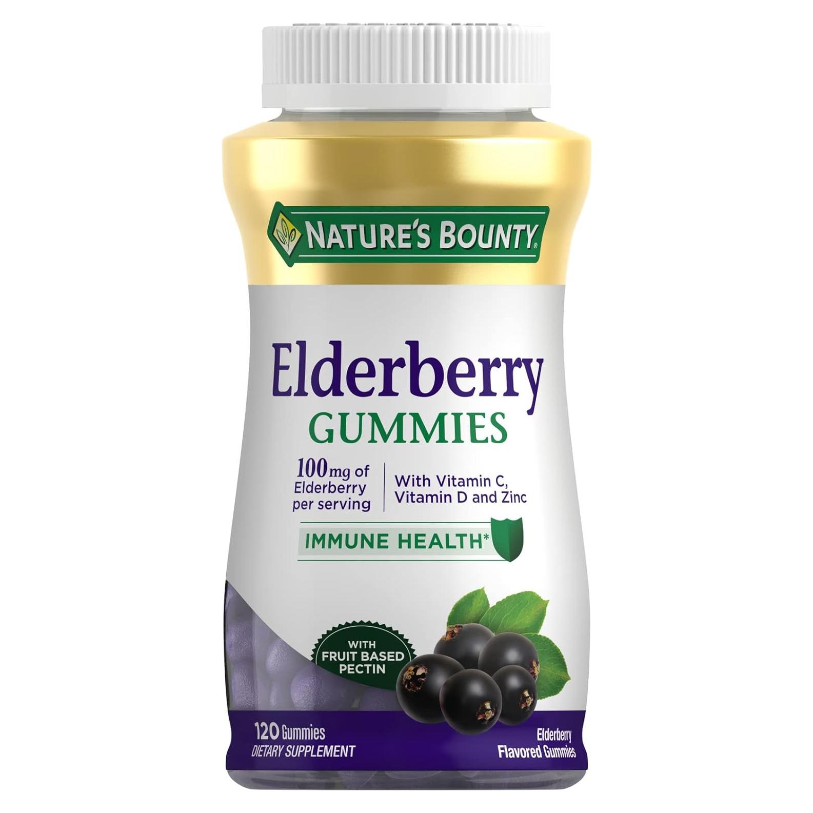 Gomitas de Saúco Nature's Bounty 120 Unidades 100 mg Vitaminas A C D E Zinc