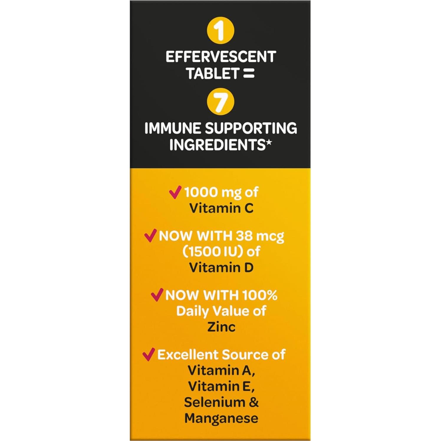 Airborne 1000mg Vitamina C + D + Zinc, 30 Tabletas Efervescentes