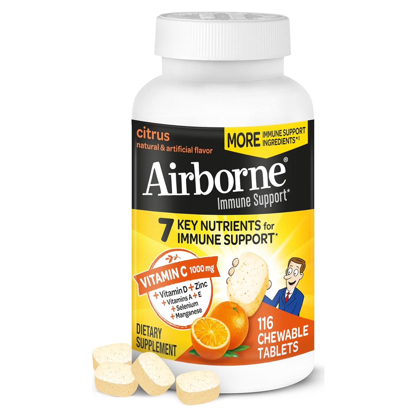 Airborne Tabletas Masticables de Vitamina C 1000mg - 116 Unidades