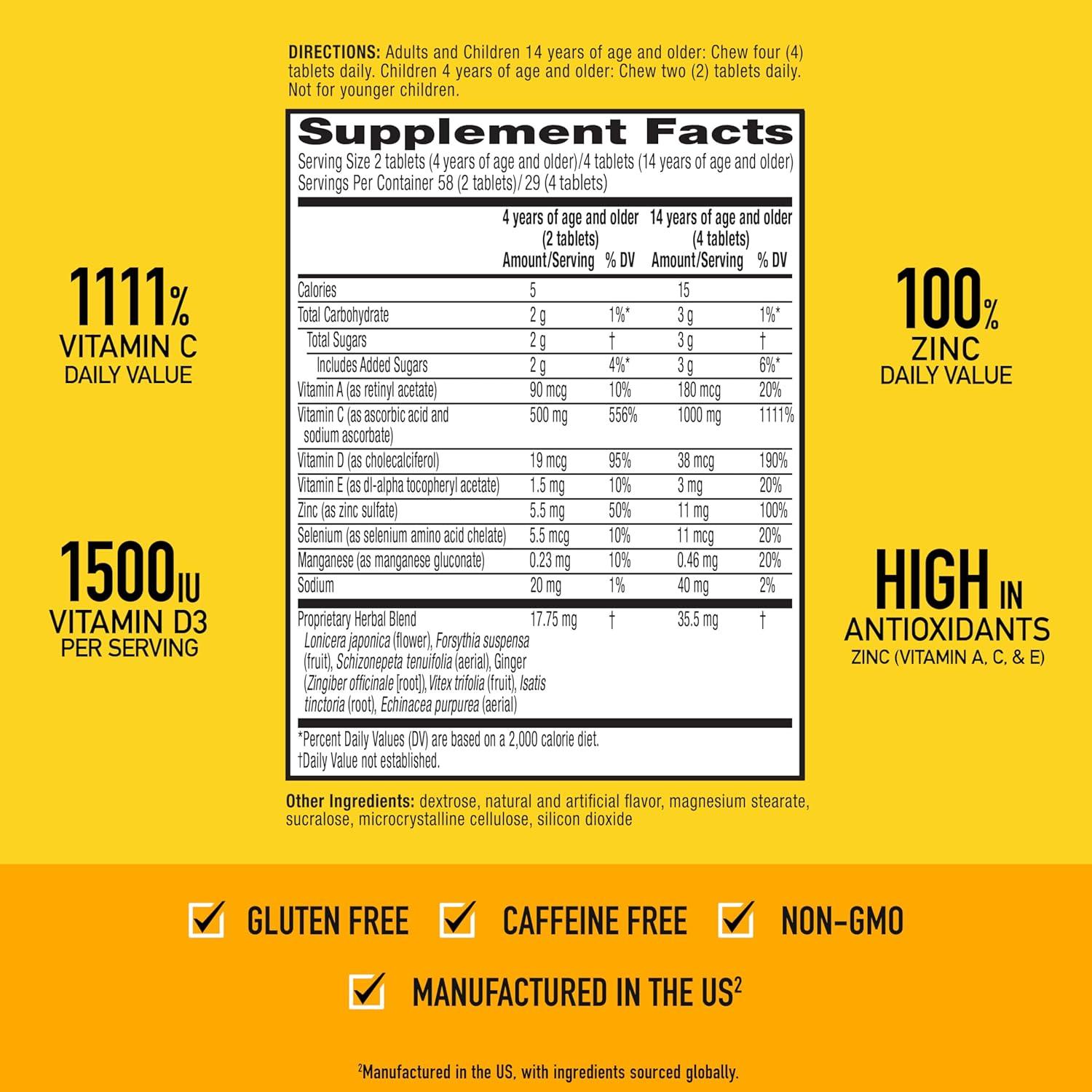 Airborne Tabletas Masticables de Vitamina C 1000mg - 116 Unidades