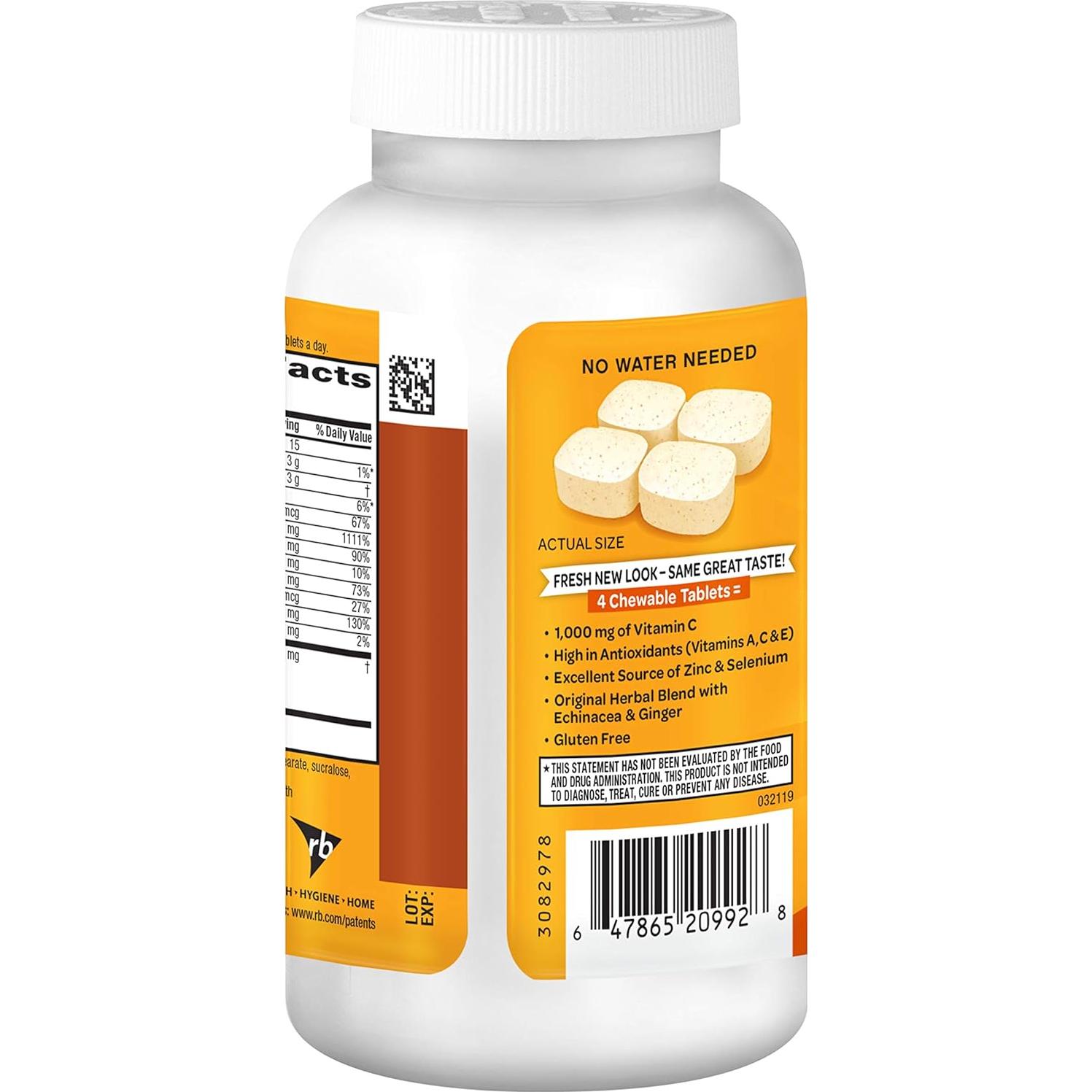 Airborne Tabletas Masticables de Vitamina C 1000mg - 116 Unidades