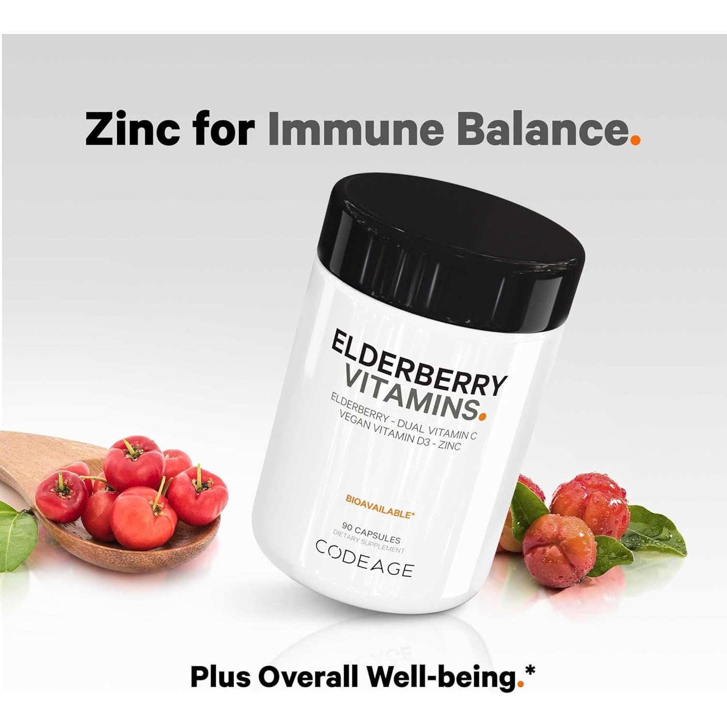 Vitaminas de Saúco Codeage - 90 Cápsulas Orgánicas con Vitamina C y D3