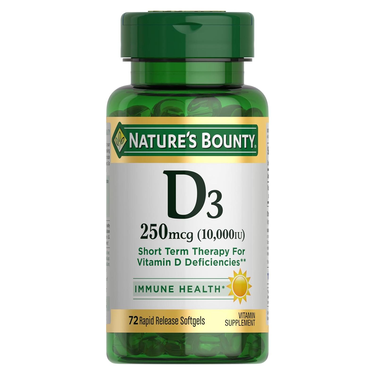 Vitamin D3 Nature's Bounty 10000UI 72 geles blandos