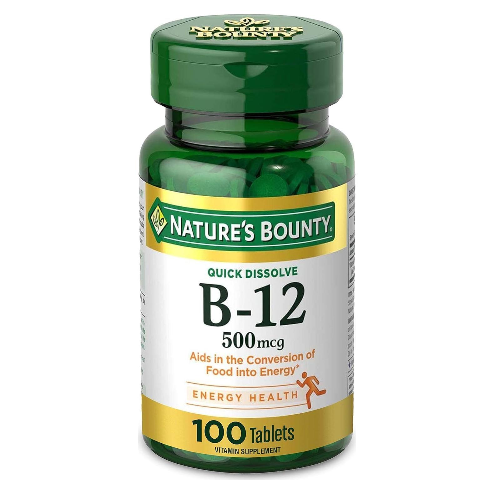 Vitaminas B-12 Sublinguales Nature's Bounty 500 mcg 100 Microlozenges