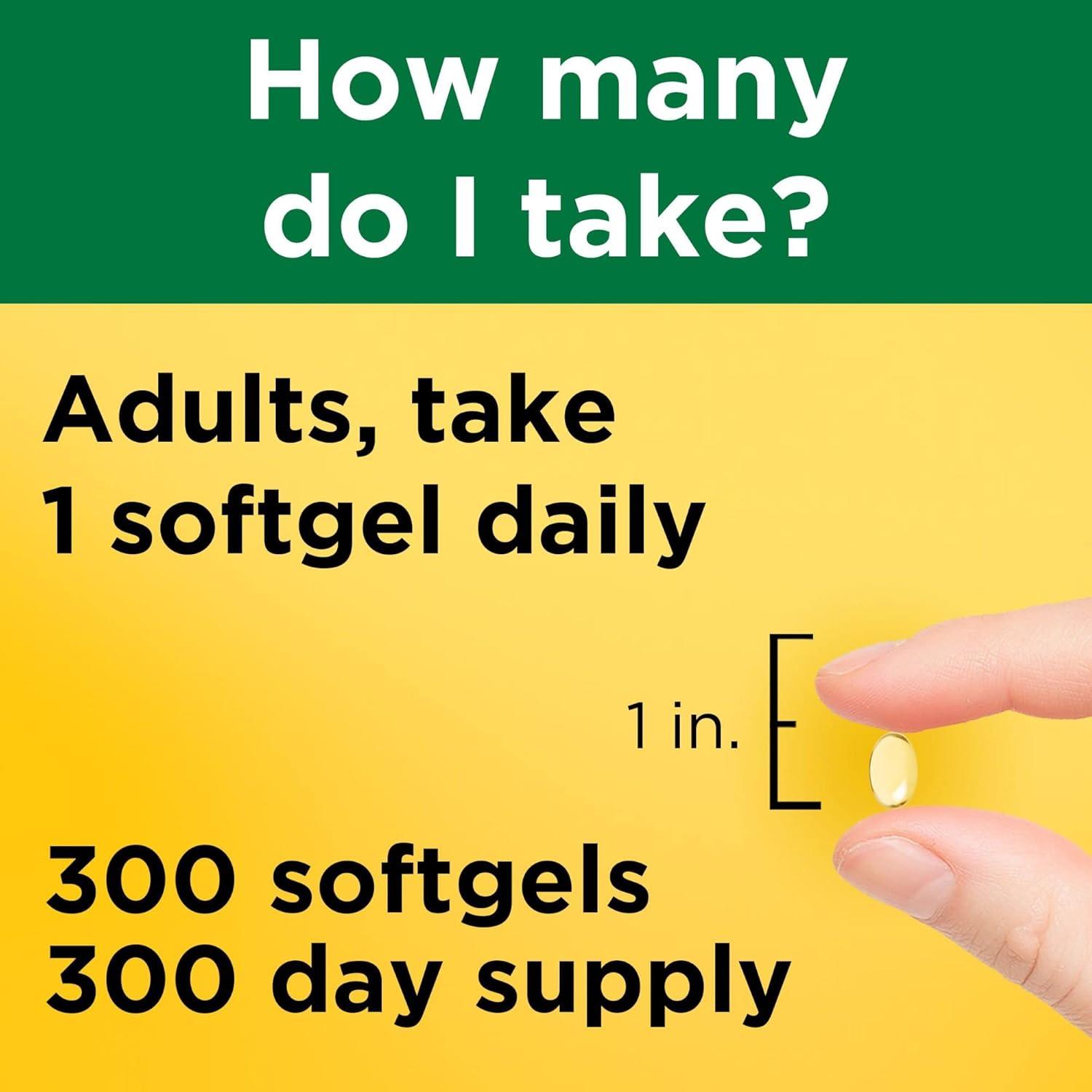 Nature Made Vitamina D3 1000 IU 300 Gelatinas Blandas 25 mcg