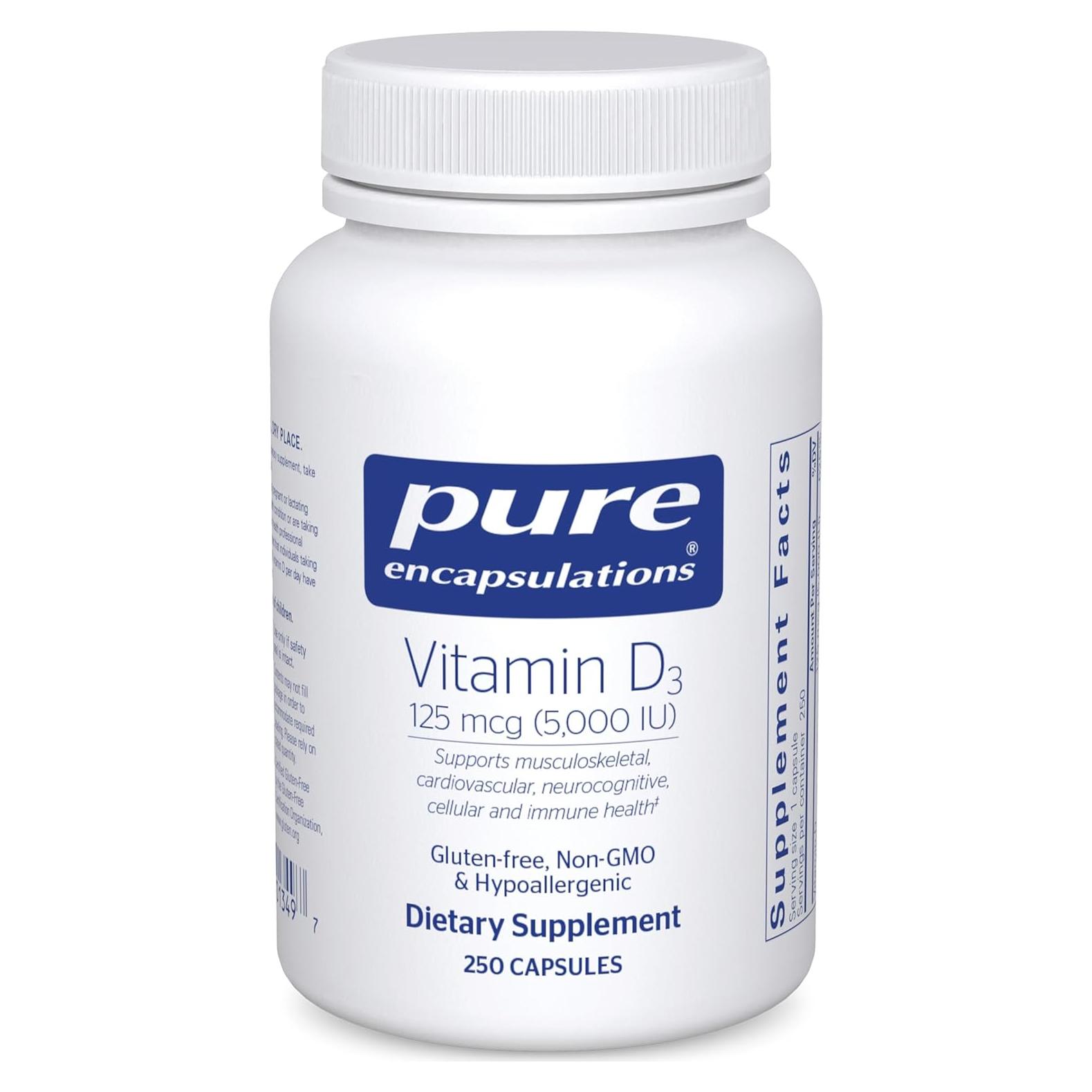 Vitamina D3 125 mcg Pure Encapsulations - 250 Cápsulas