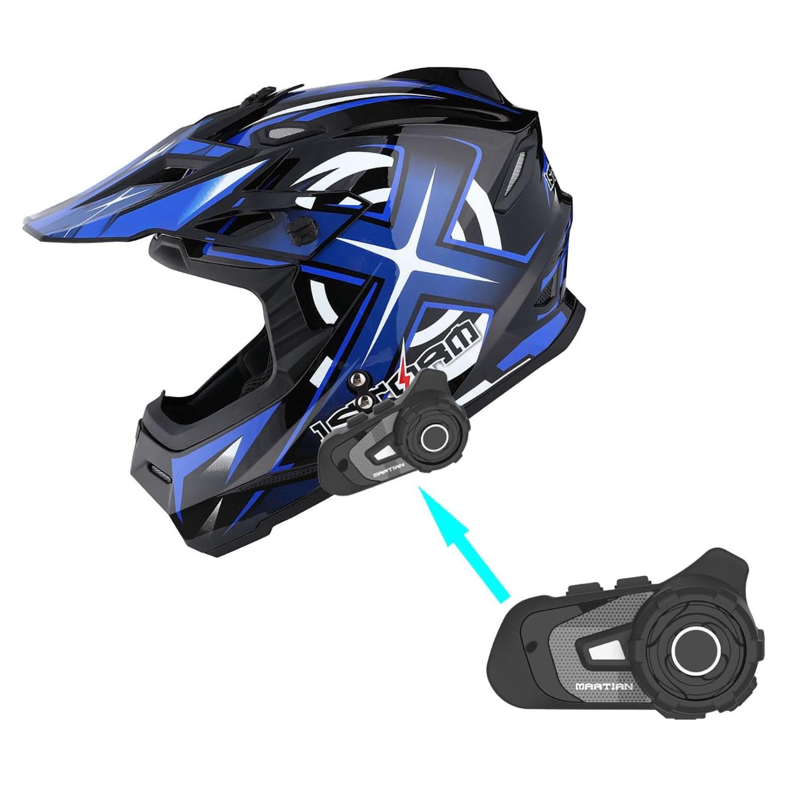 Casco 1Storm HF801 Bluetooth Motocross Adulto Azul