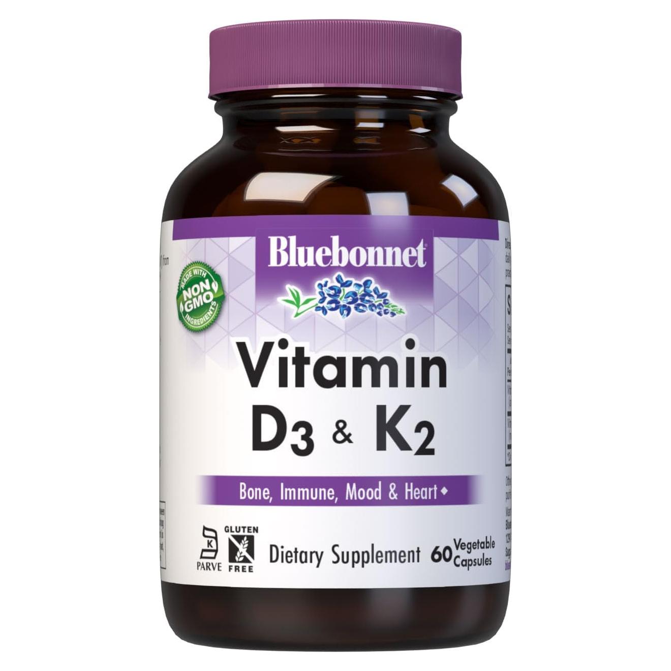 Vitaminas D3 y K2 Bluebonnet Nutrition 60 Cápsulas Vegetales