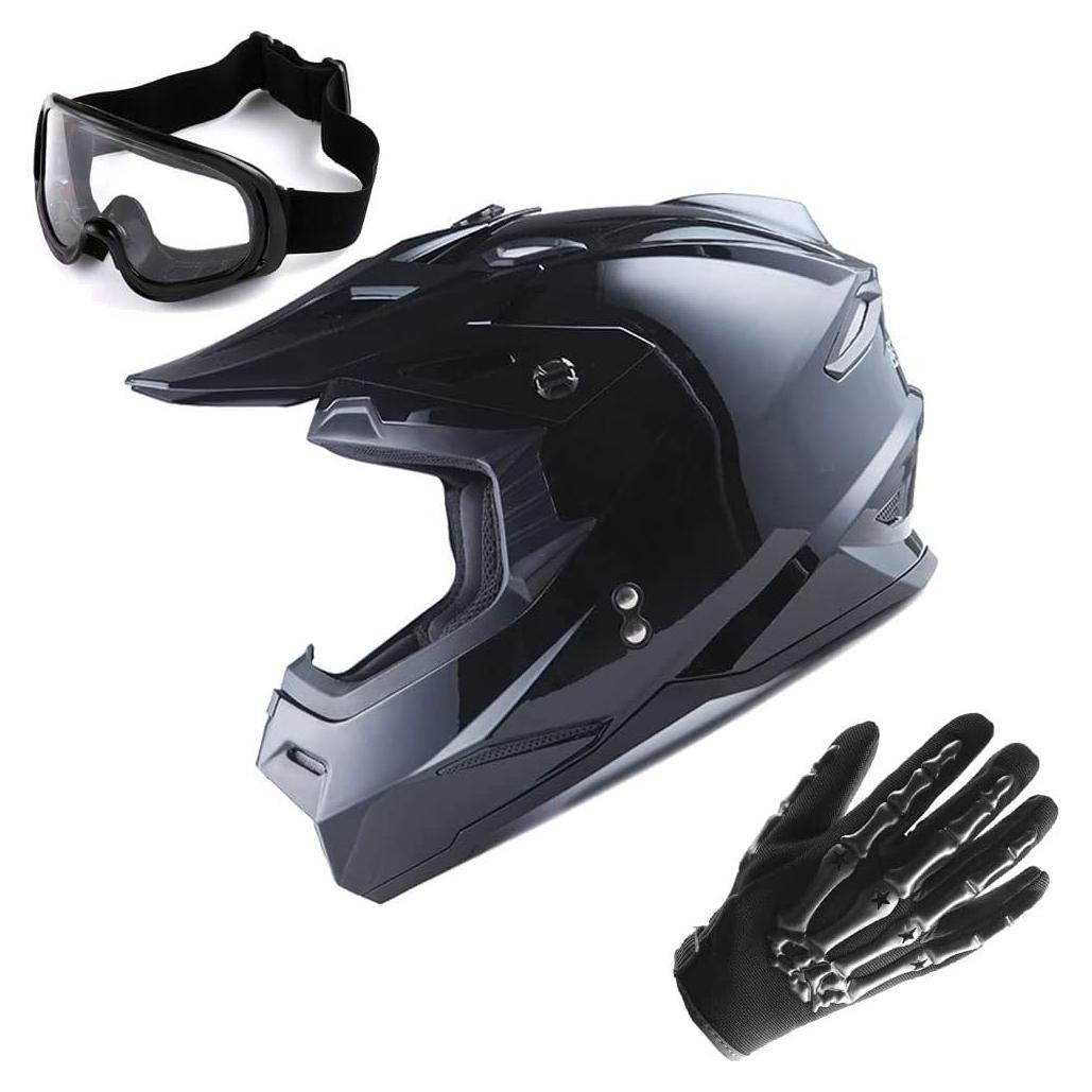 Casco de Motocross Power Gear HF801 XL + Gafas + Guantes