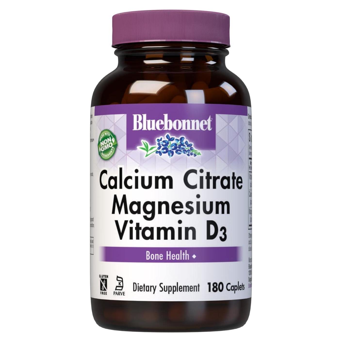 Capletas de Citrato de Calcio y Magnesio Bluebonnet 180 Unidades