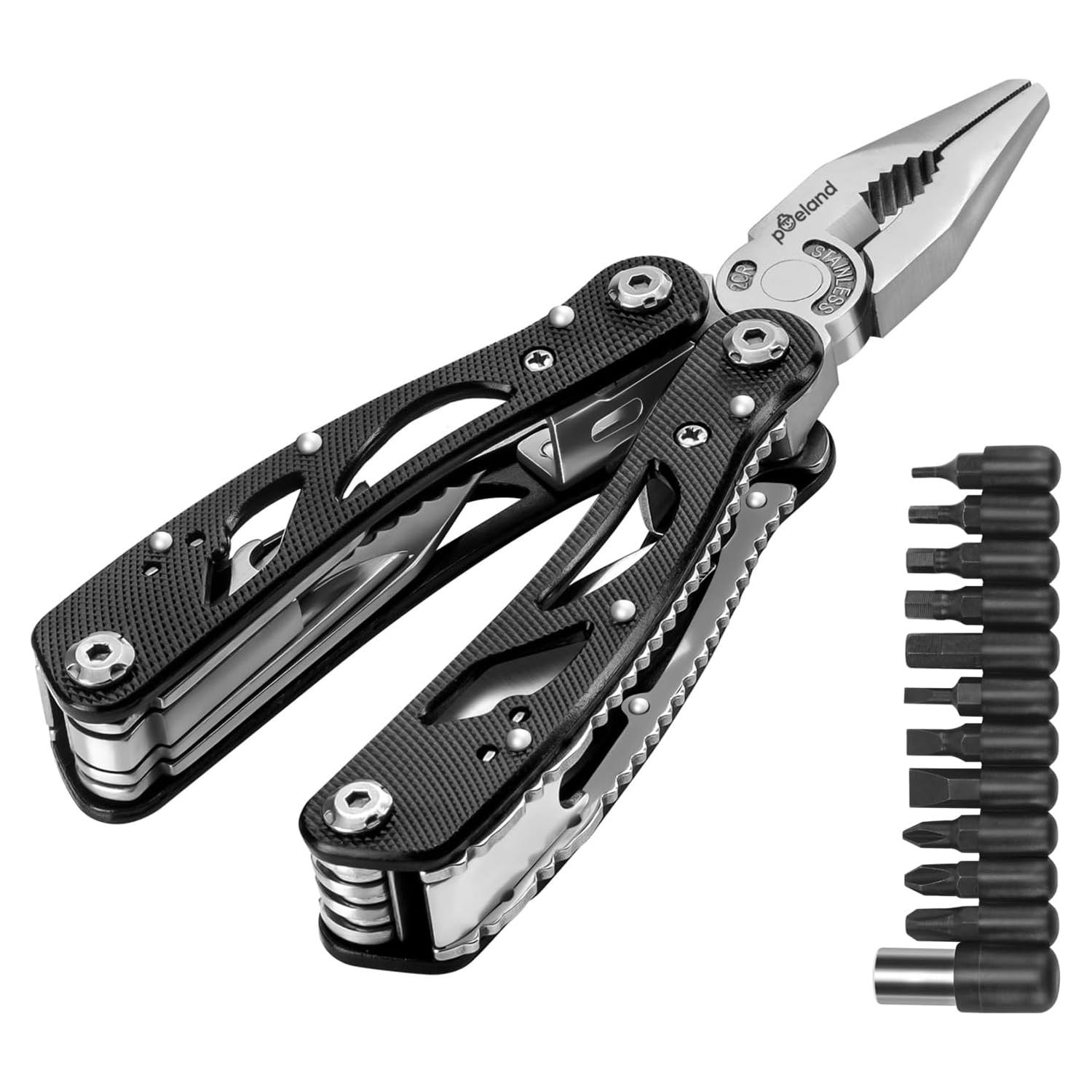 Alicate Multiherramienta Poeland 14 en 1 Acero Inoxidable Negro