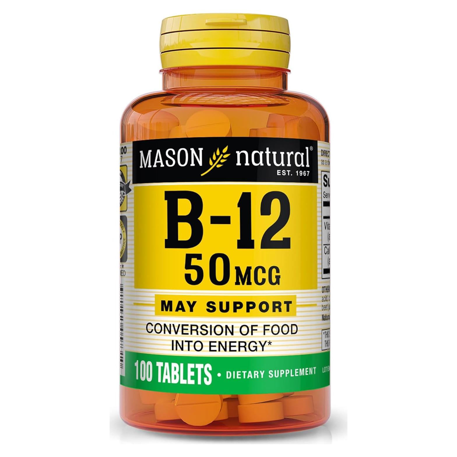 Suplemento Vitamina B12 Mason Natural 50 mcg 100 Tabletas