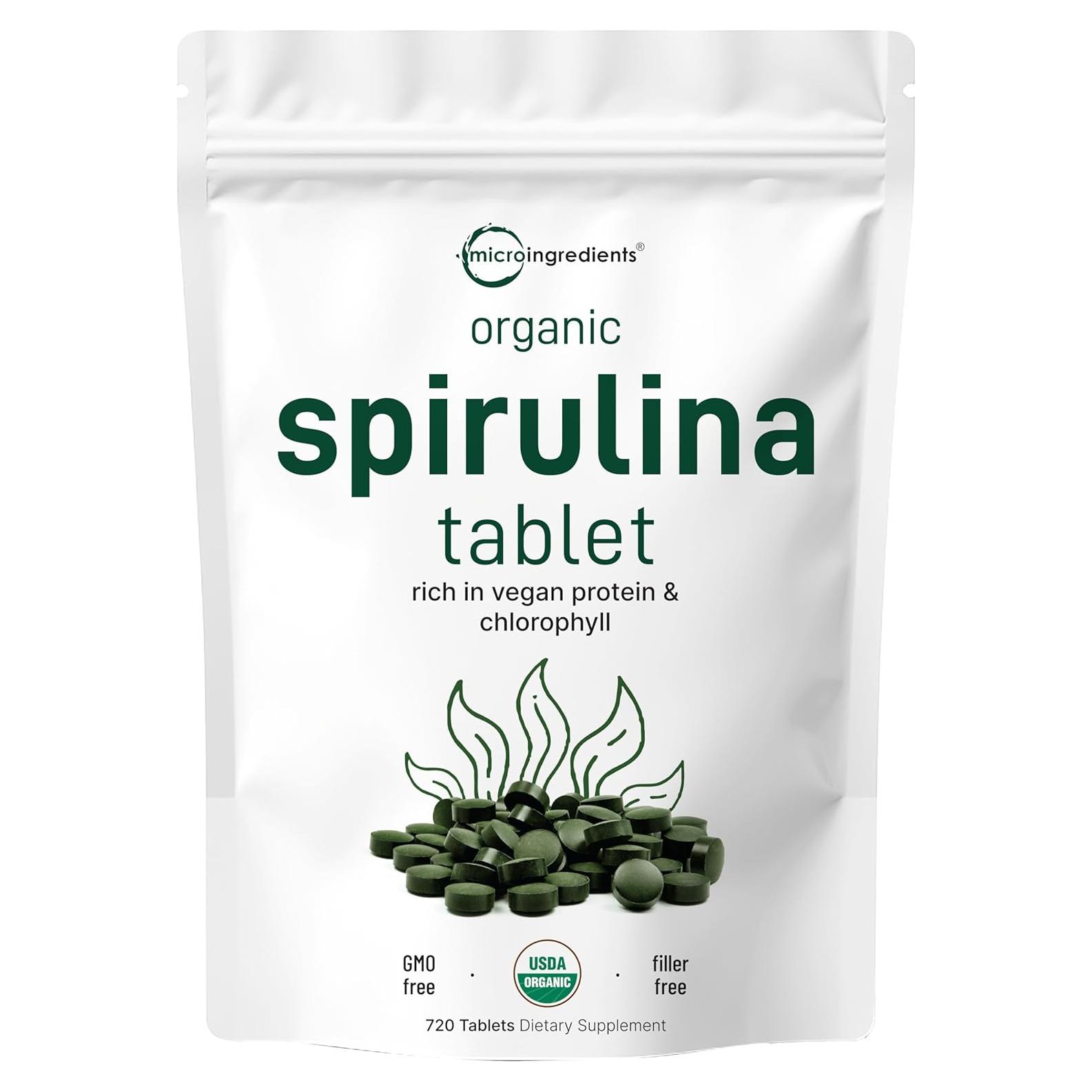 Suplemento Espirulina Orgánica Micro Ingredients 3000mg 720 Tabletas