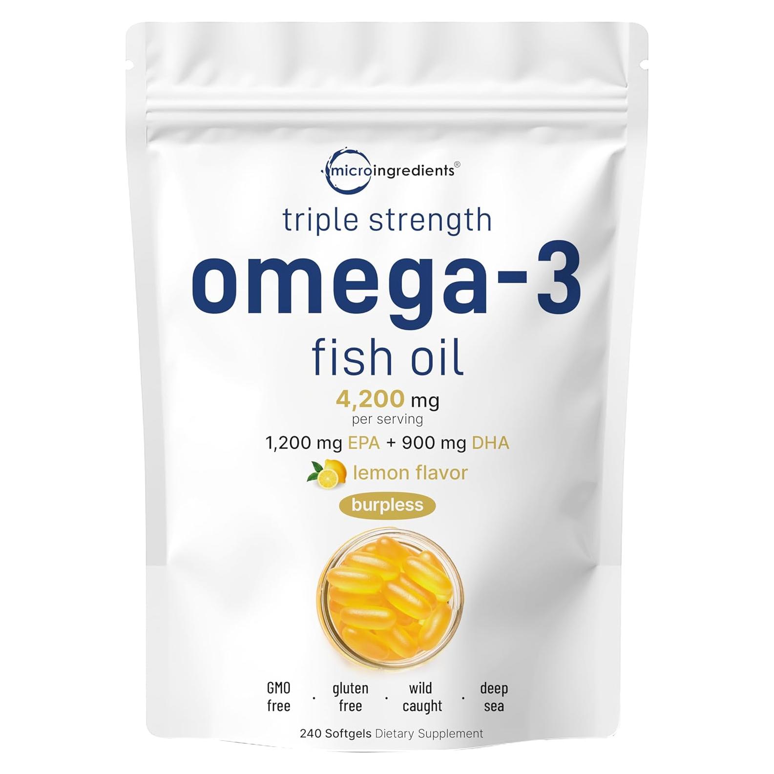 Suplemento Omega 3 Micro Ingredients 4200mg 240 Gelatinas Blandas