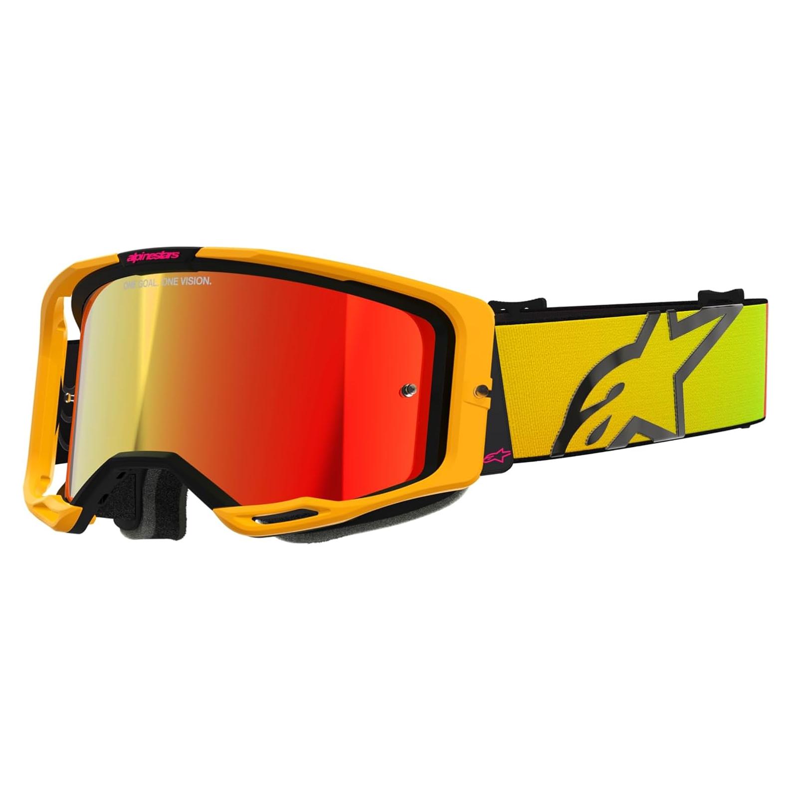 Gafas Off Road Alpinestars Vision 8 Amarillo/Rosa Lente Roja