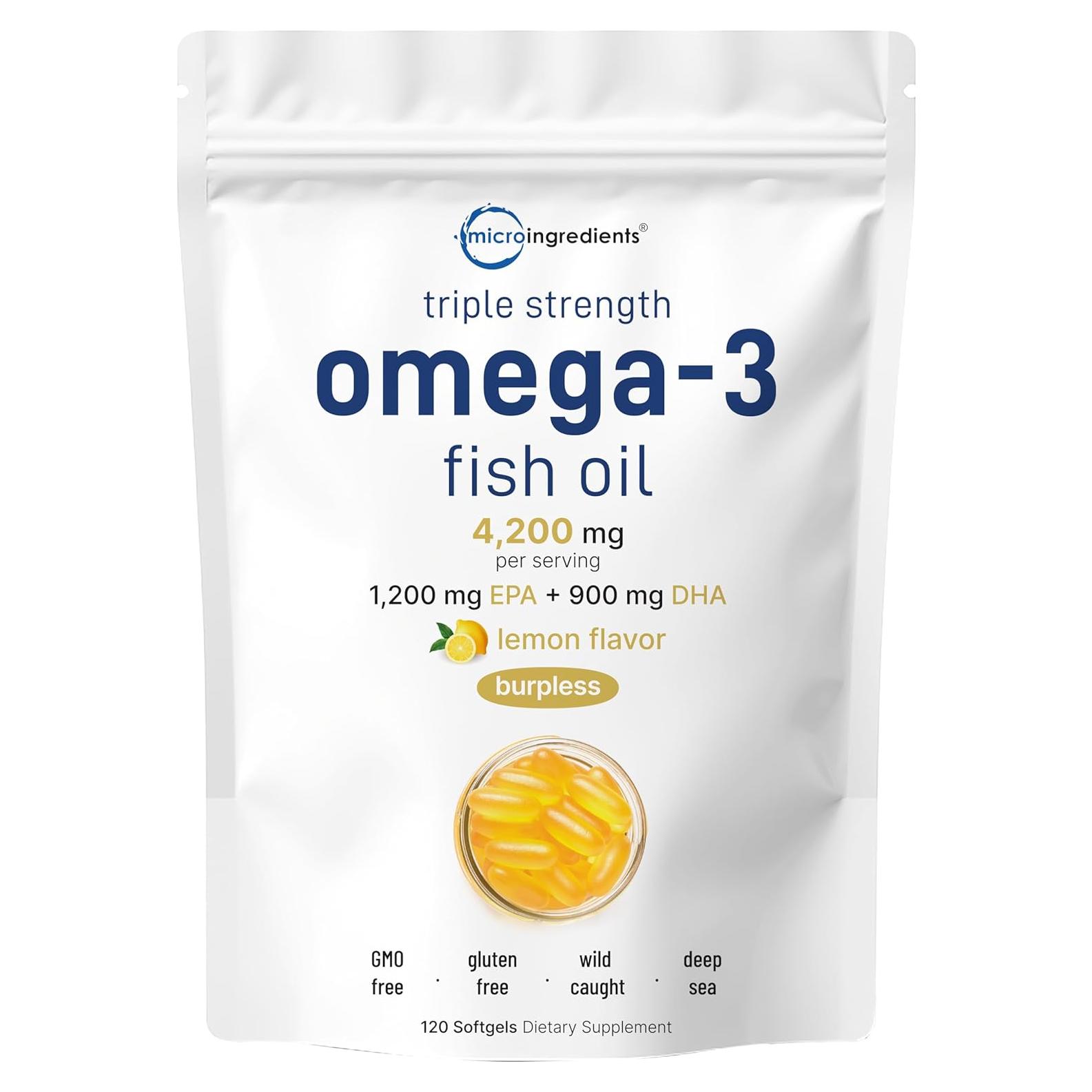 Suplemento Omega 3 Micro Ingredients 4200mg 120 Gelatinas Blandas