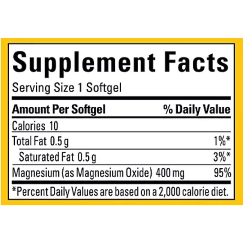 Suplemento de Magnesio Nature Made 400 mg - 150 Gelatinas Blandas