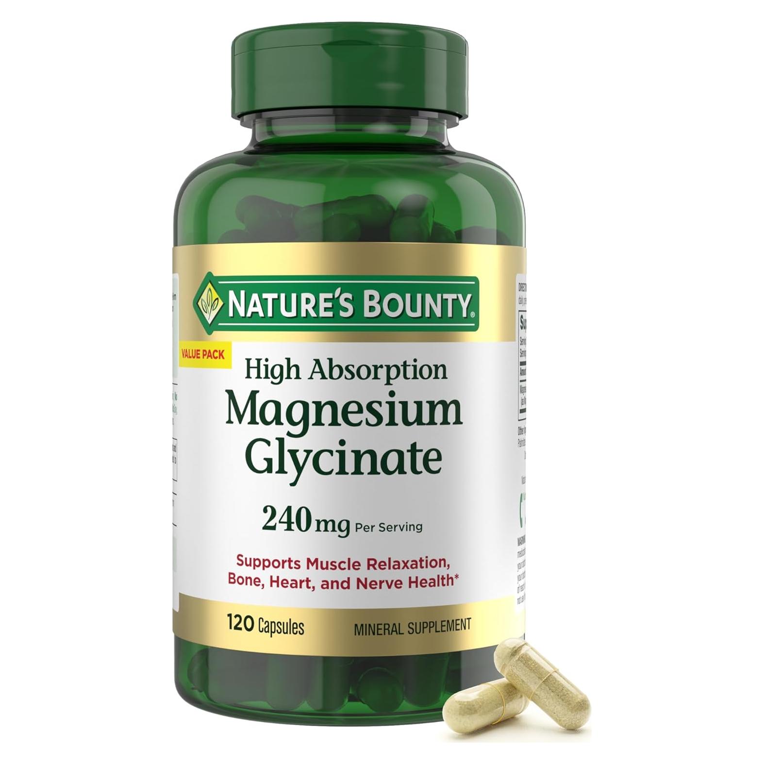 Magnesio Glicinato Nature's Bounty 240 mg 120 Cápsulas