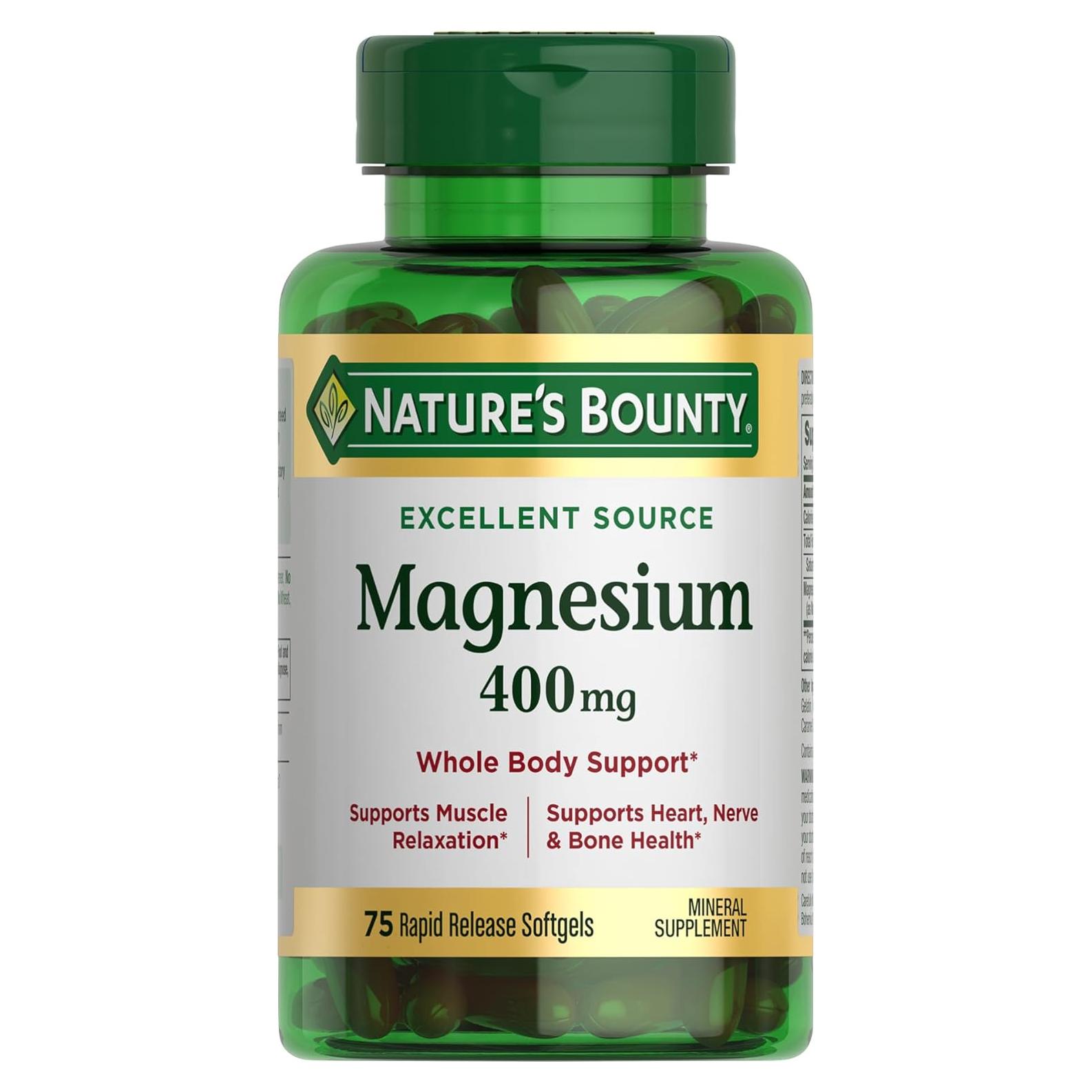 Magnesio Nature's Bounty 400 mg 75 Gelatinas Blandas
