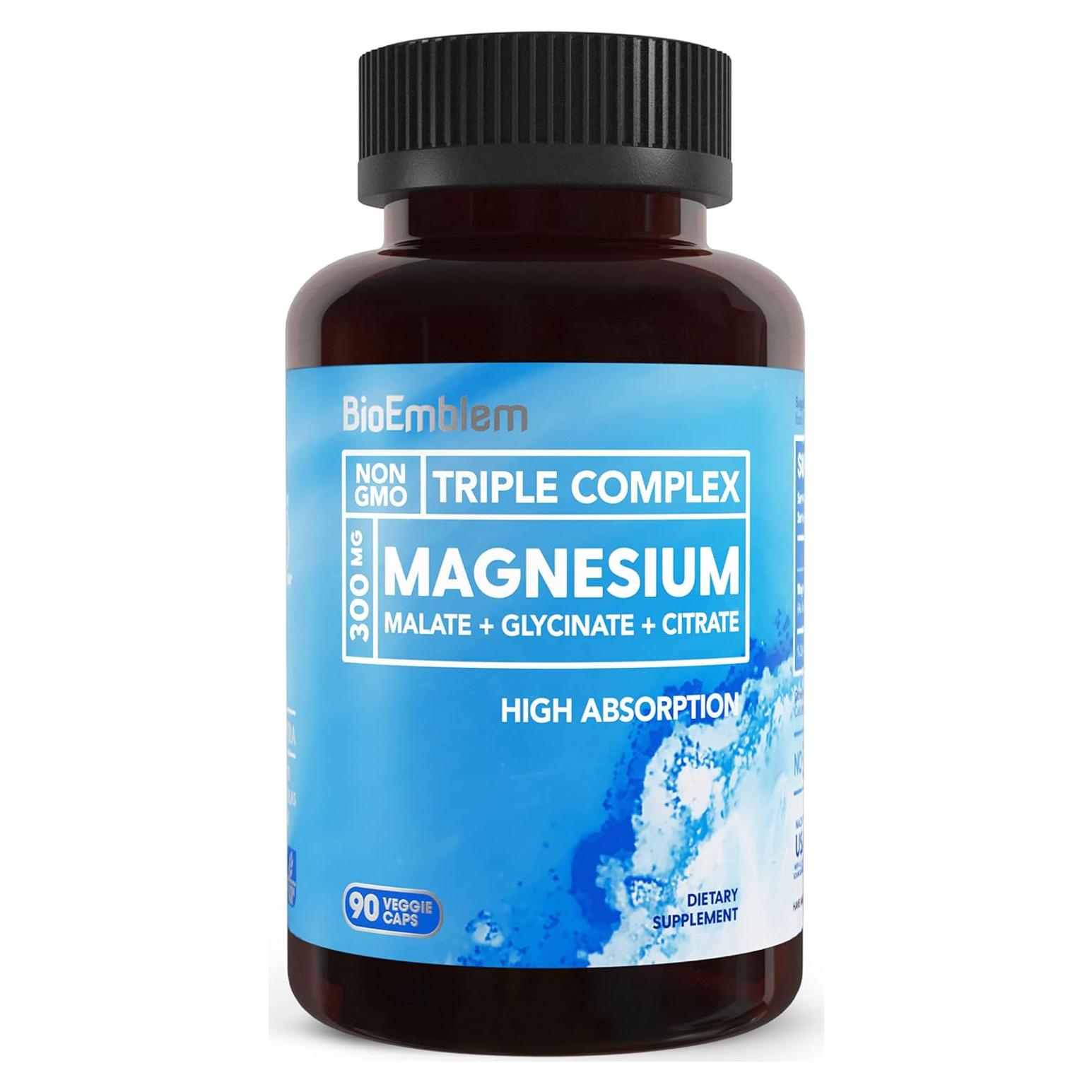 Complejo de Magnesio Triple BioEmblem 300mg | 90 Cápsulas Veganas