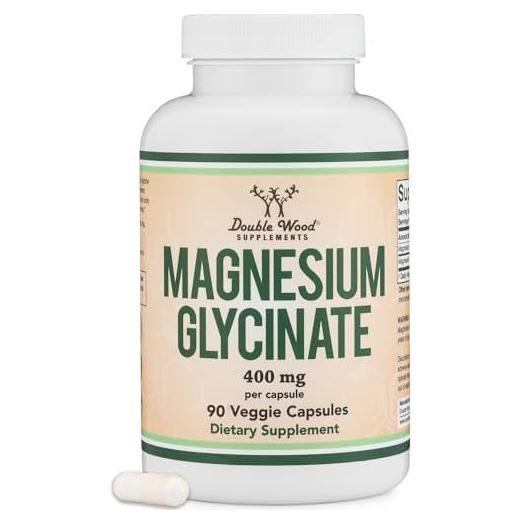 Glicinato de Magnesio 400mg Double Wood 90 Cápsulas Veganas