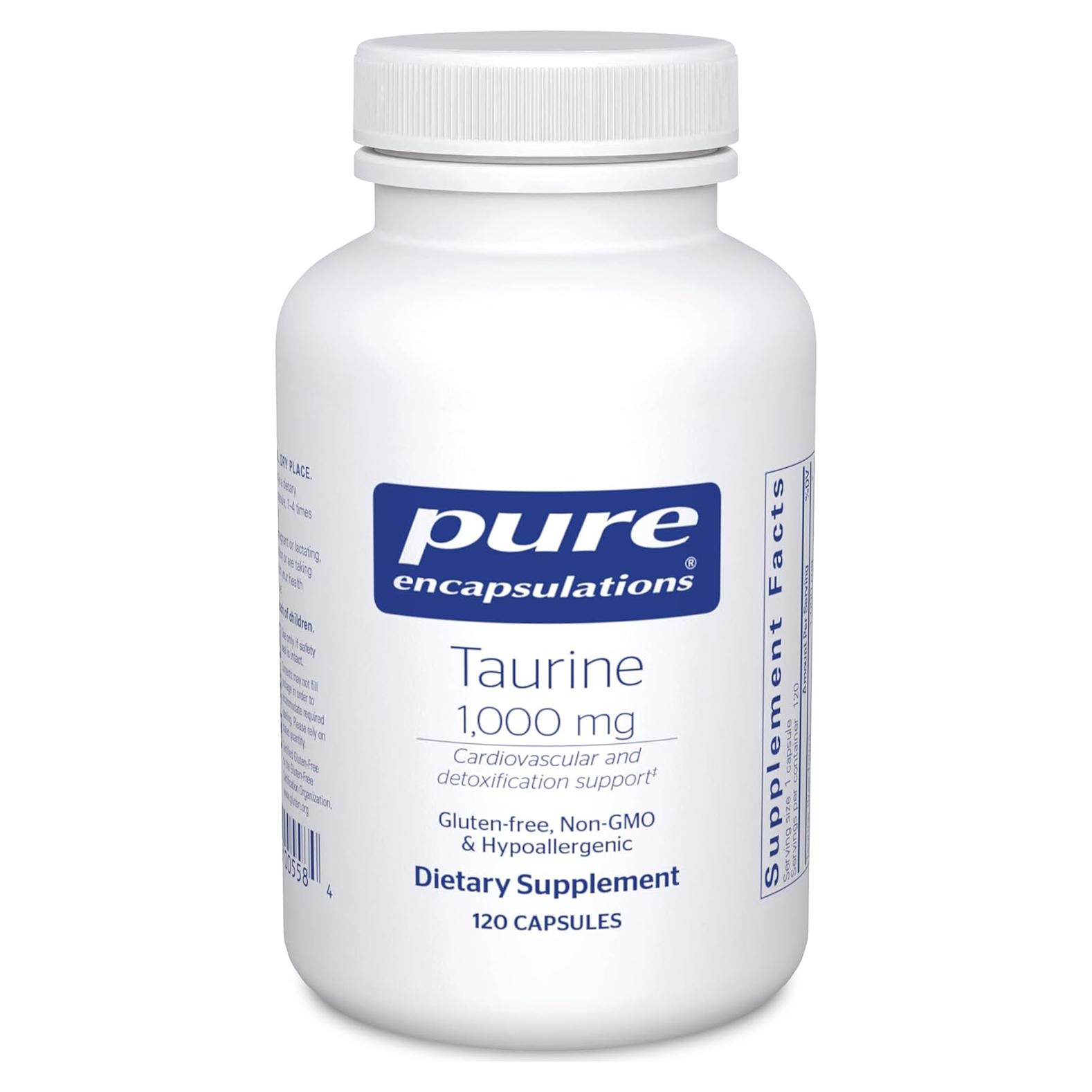 Taurina 1000 mg Pure Encapsulations - 120 Cápsulas Veganas