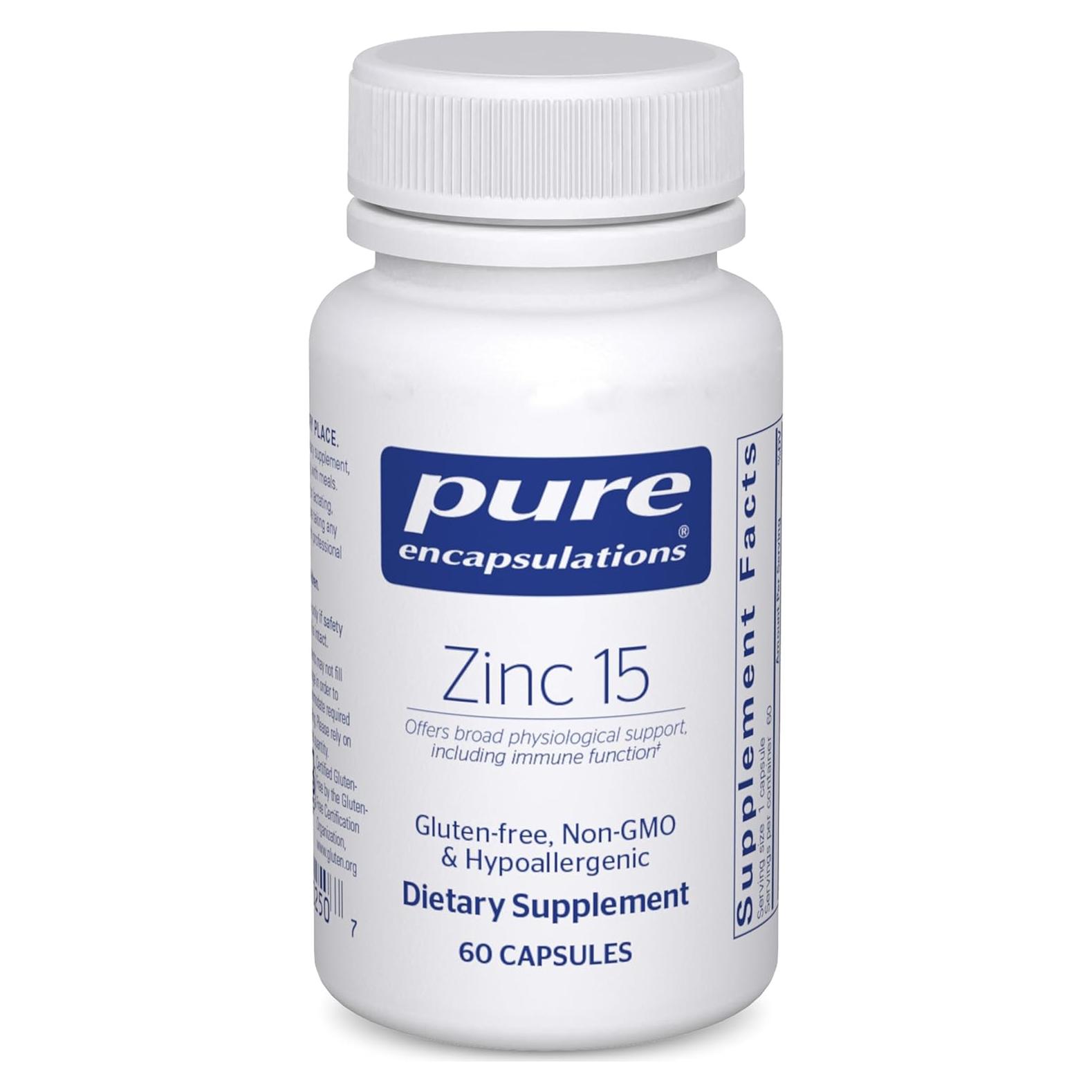 Suplemento de Zinc Picolinato Pure Encapsulations 60 Cápsulas