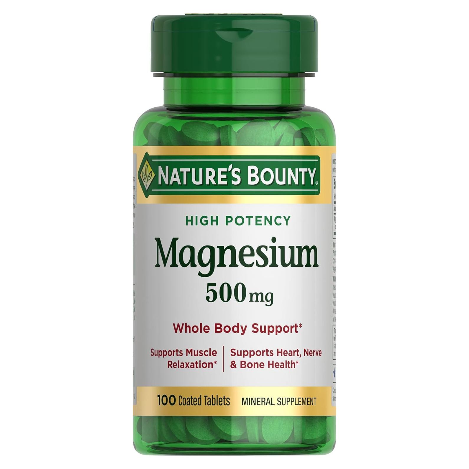 Suplemento de Magnesio Nature's Bounty 500 mg 100 Tabletas