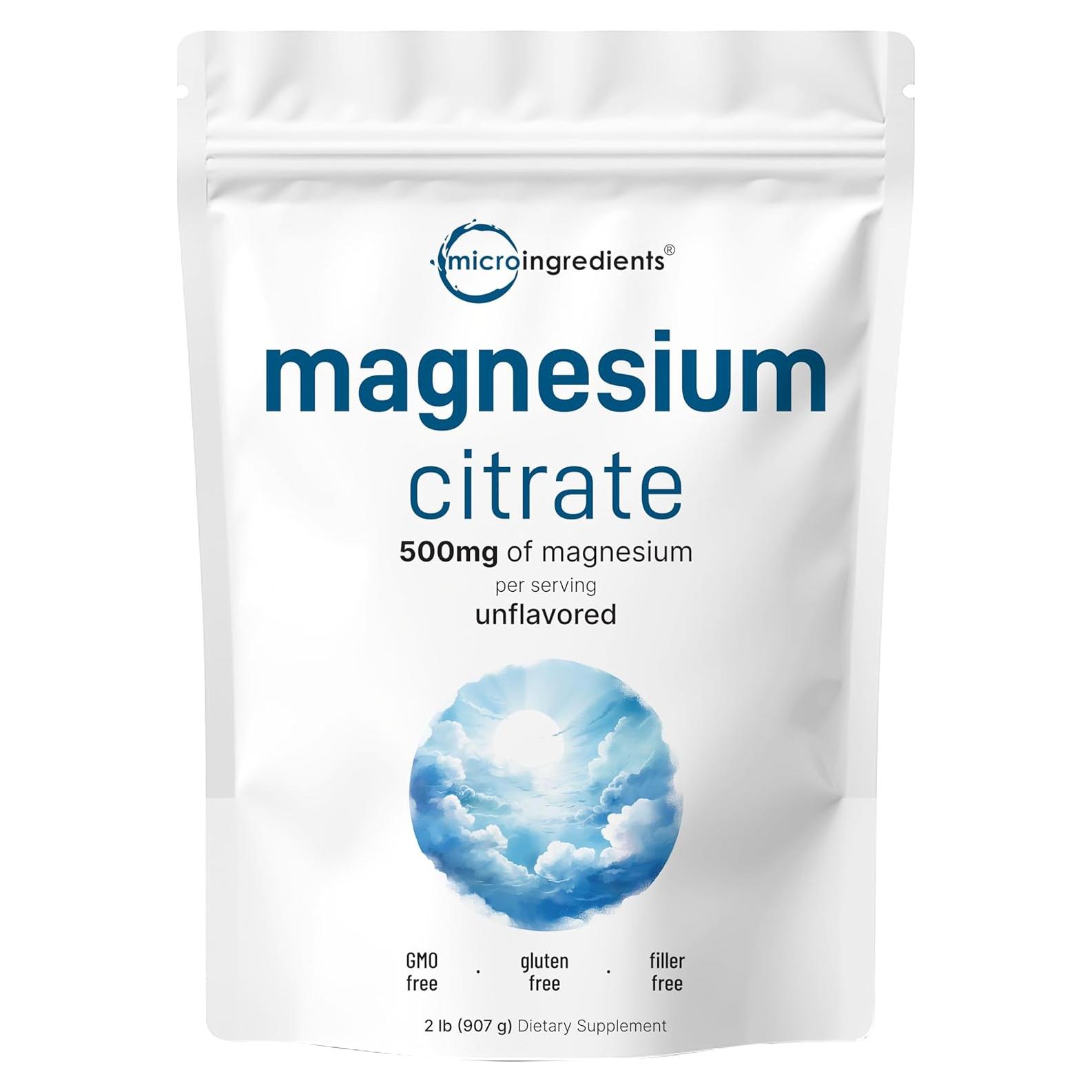 Citrato de Magnesio en Polvo Micro Ingredients 0.9kg Puro Vegano