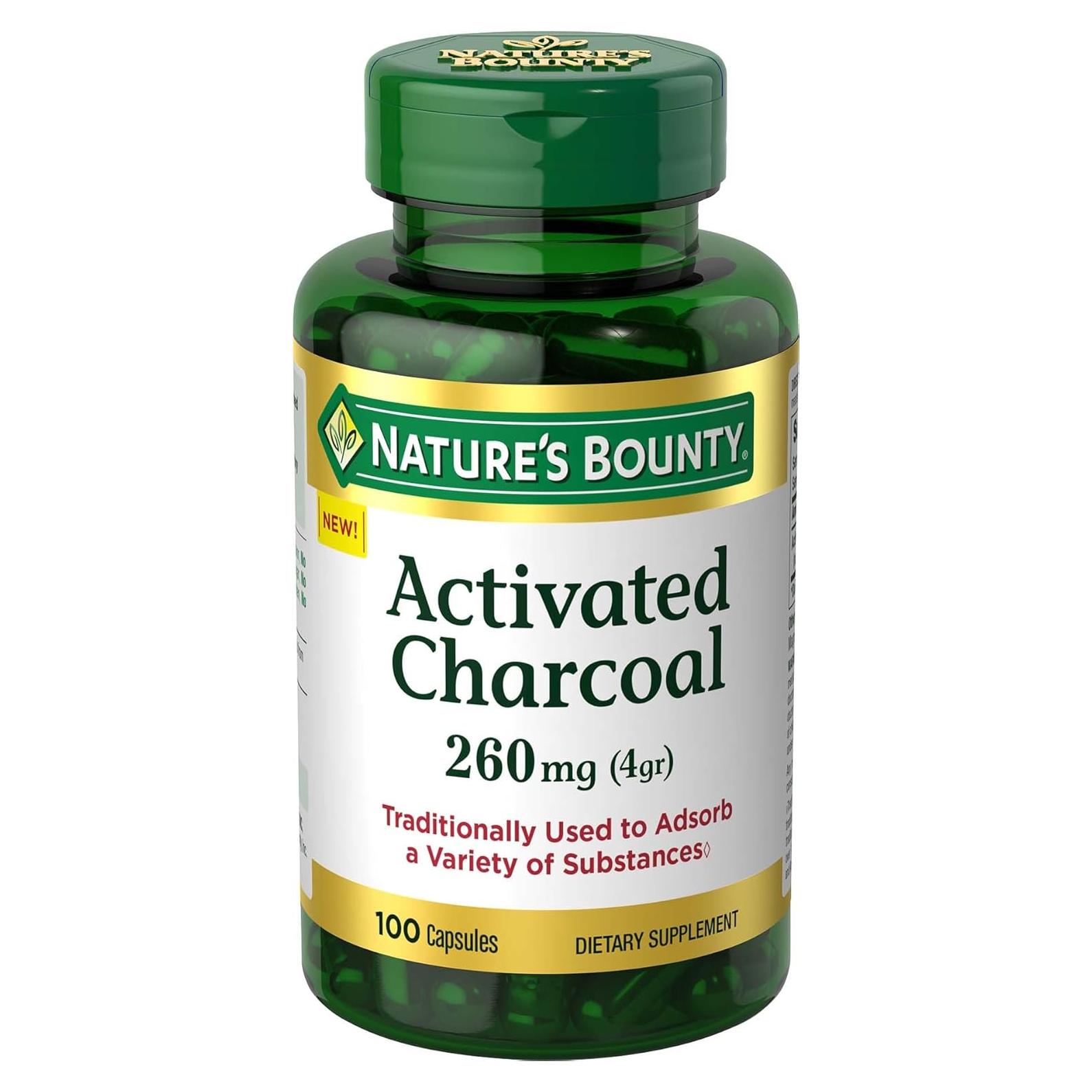 Carbón Activado Nature's Bounty 260 mg 100 Cápsulas Suplemento