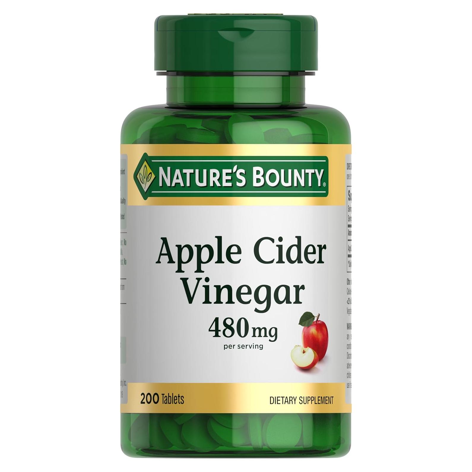 Vinagre de Sidra de Manzana Nature's Bounty 480mg 200 Tabletas