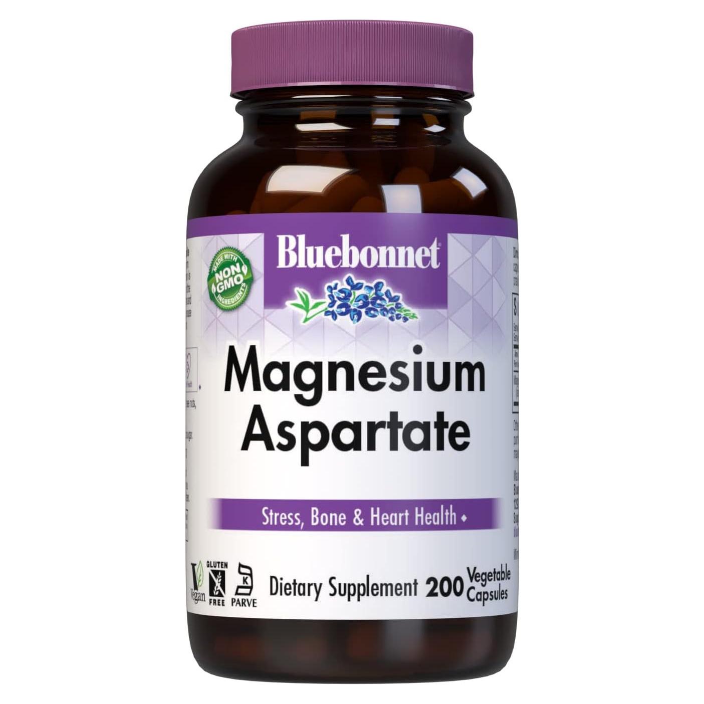 Suplemento de Magnesio Chelado Bluebonnet 400 mg - 200 Cápsulas Veganas
