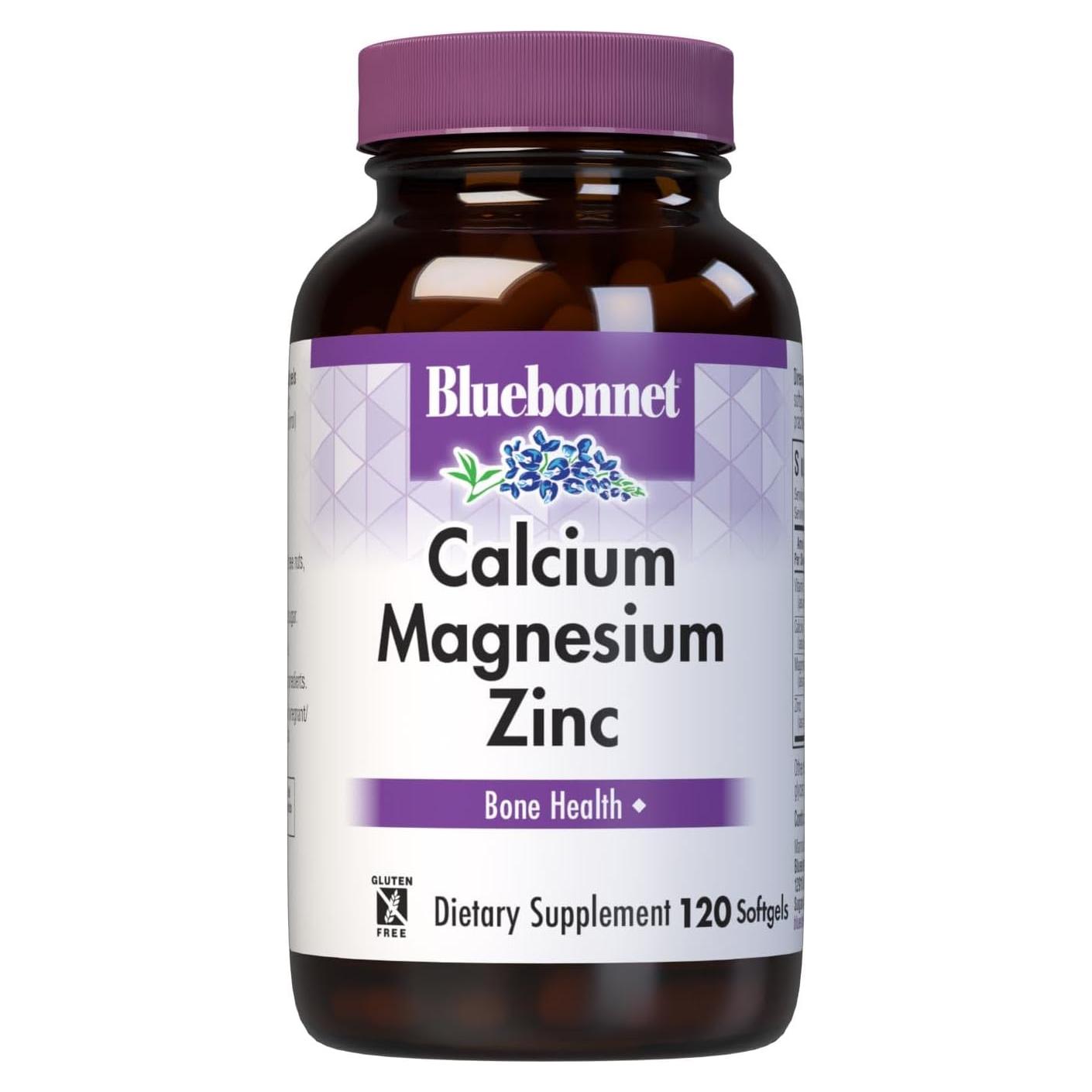 Calcio Magnesio Zinc + Vitamina D3 Bluebonnet 120 Gelatinas