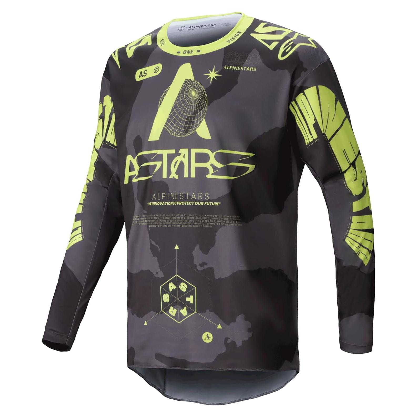 Jersey Alpinestars Racer Hollow Camo Oscuro Amarillo Fluo L