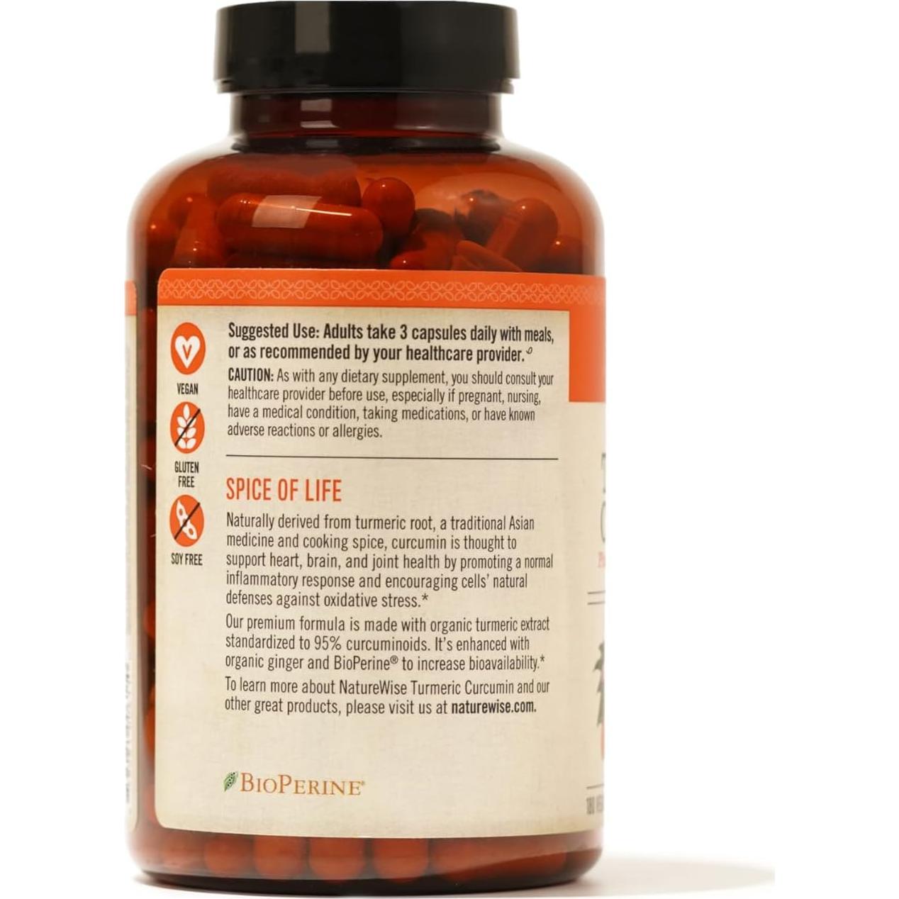 NatureWise Curcumina 2250mg con Bioperine - 180 Cápsulas Veganas