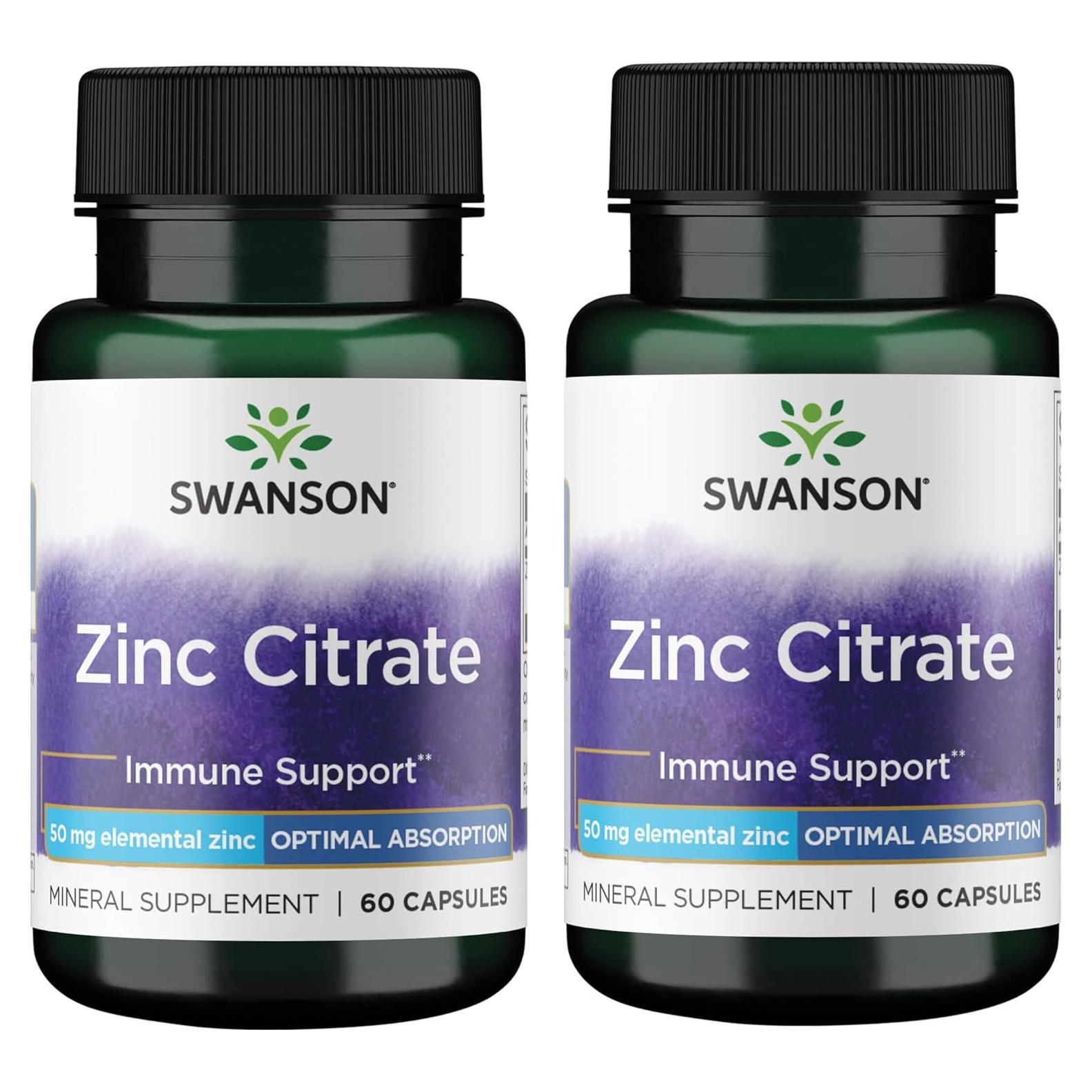 Citrato de Zinc Swanson 50mg - 60 Cápsulas Suplemento Mineral