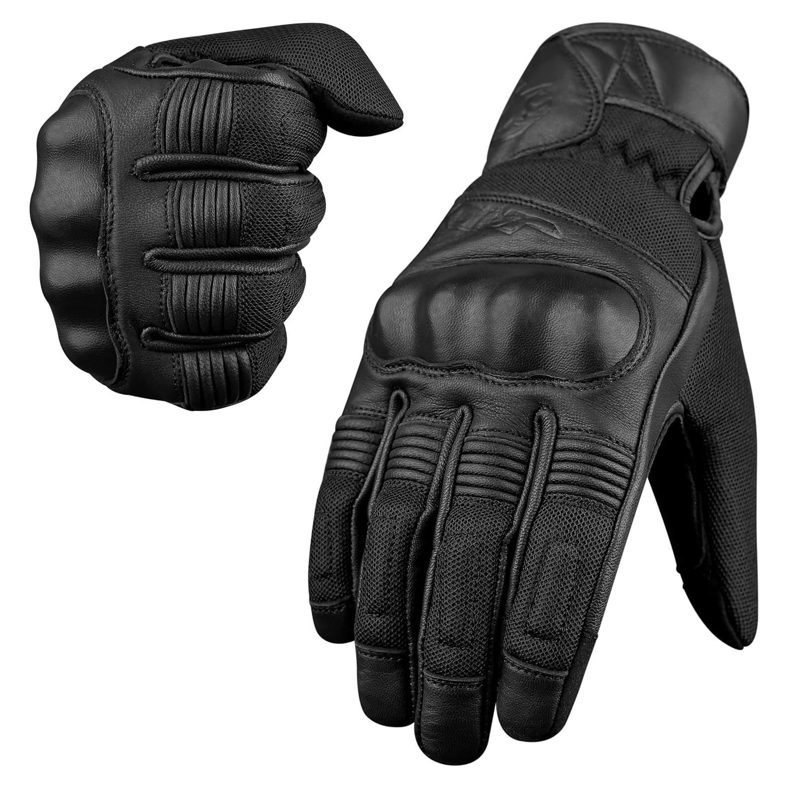 Guantes de Motocicleta J.A.G. Cuero Perforado Táctiles