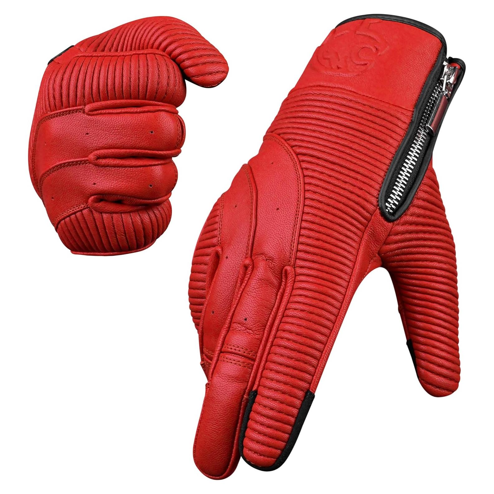 Guantes de Motocicleta J.A.G. Cuero Perforado Táctiles