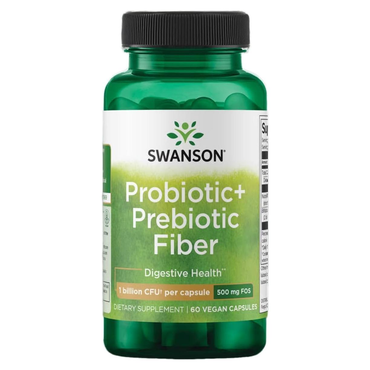 Suplemento Digestivo Probiotico + Prebiotico Swanson 60 Cápsulas