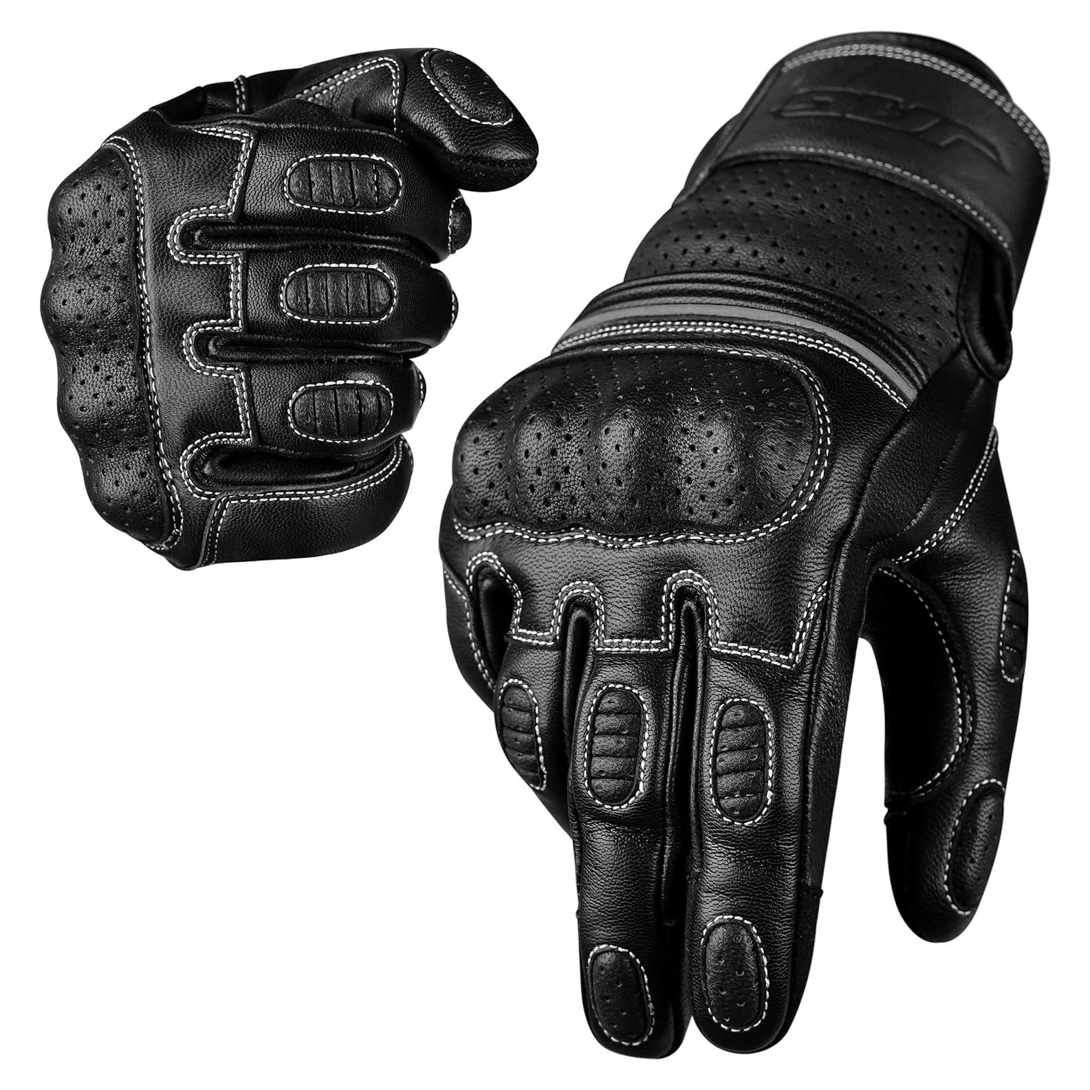Guantes de Motocicleta J.A.G. Cuero Perforado Táctiles 3X