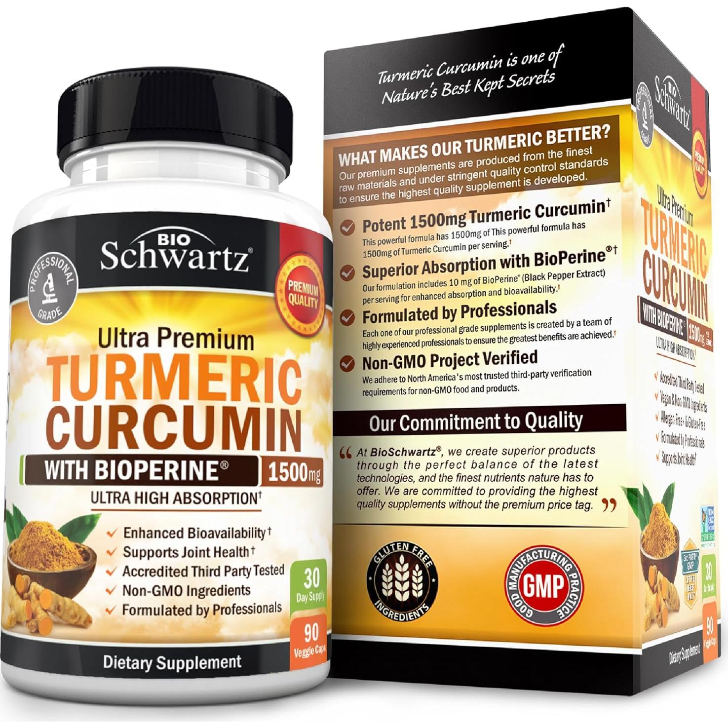 Cápsulas de Cúrcuma Curcumina BioSchwartz 1500mg 90 Unidades