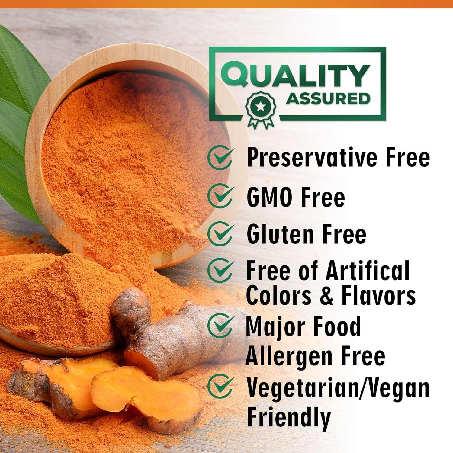 Suplemento de Cúrcuma Curcumina 1950mg con Jengibre y BioPerine - 120 Cápsulas