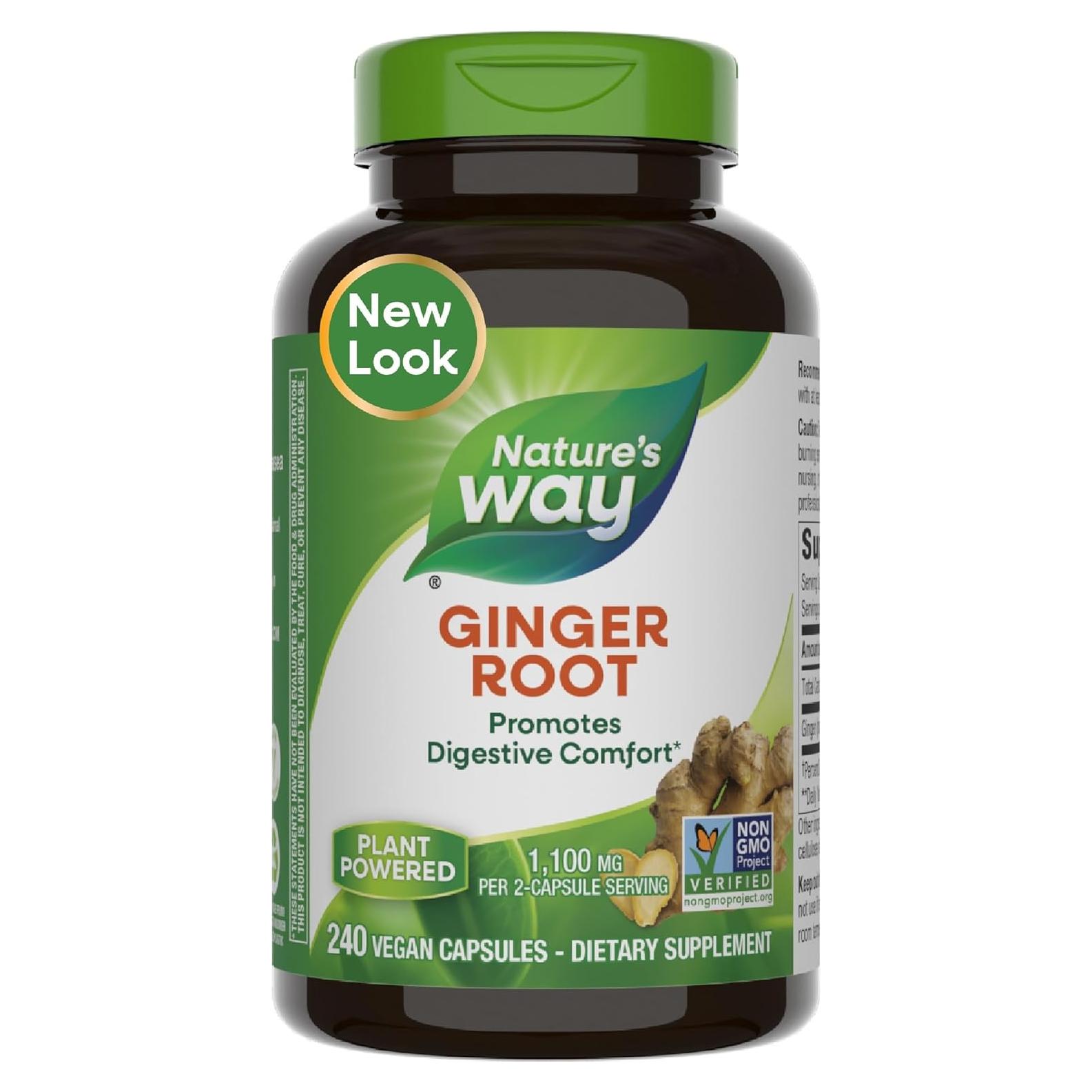 Raíz de Jengibre Nature's Way 1100 mg 240 Cápsulas Veganas