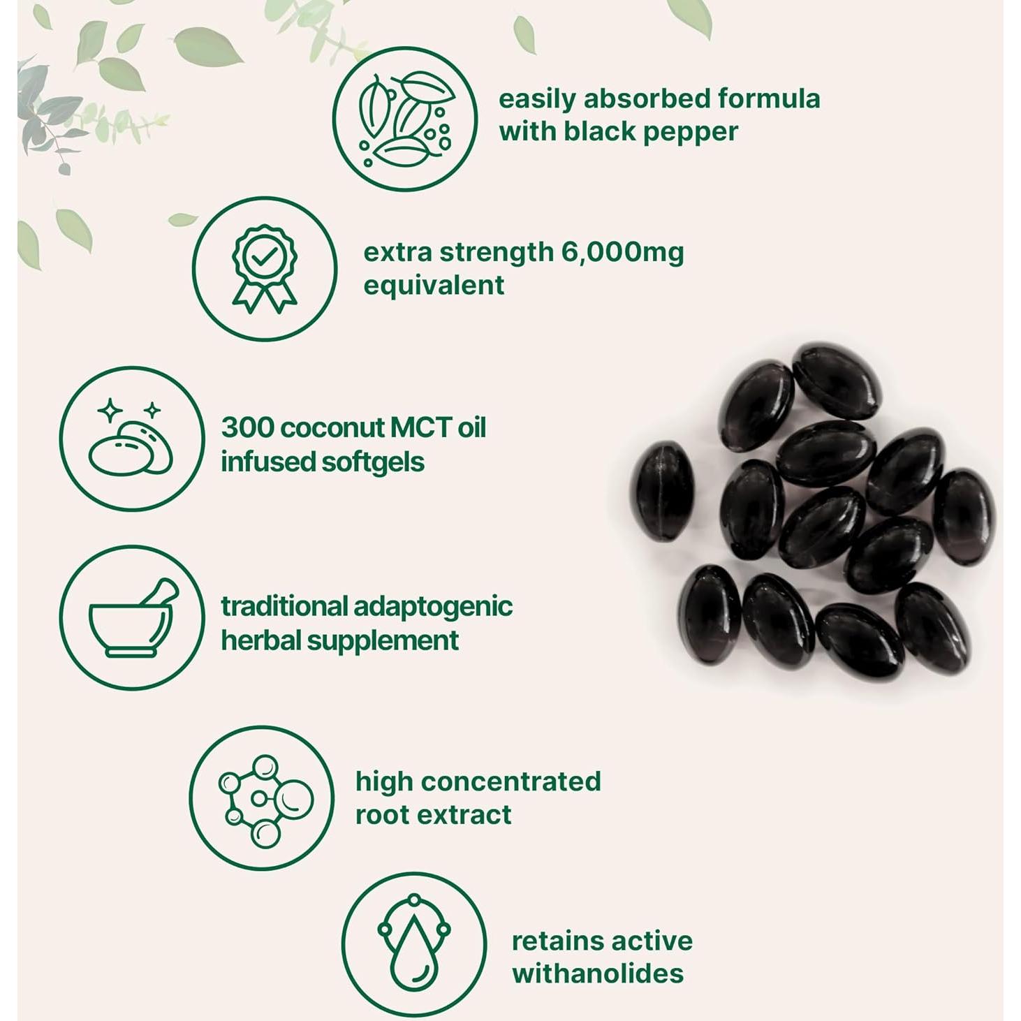 Suplemento de Ashwagandha 6000mg Micro Ingredients 300 Cápsulas