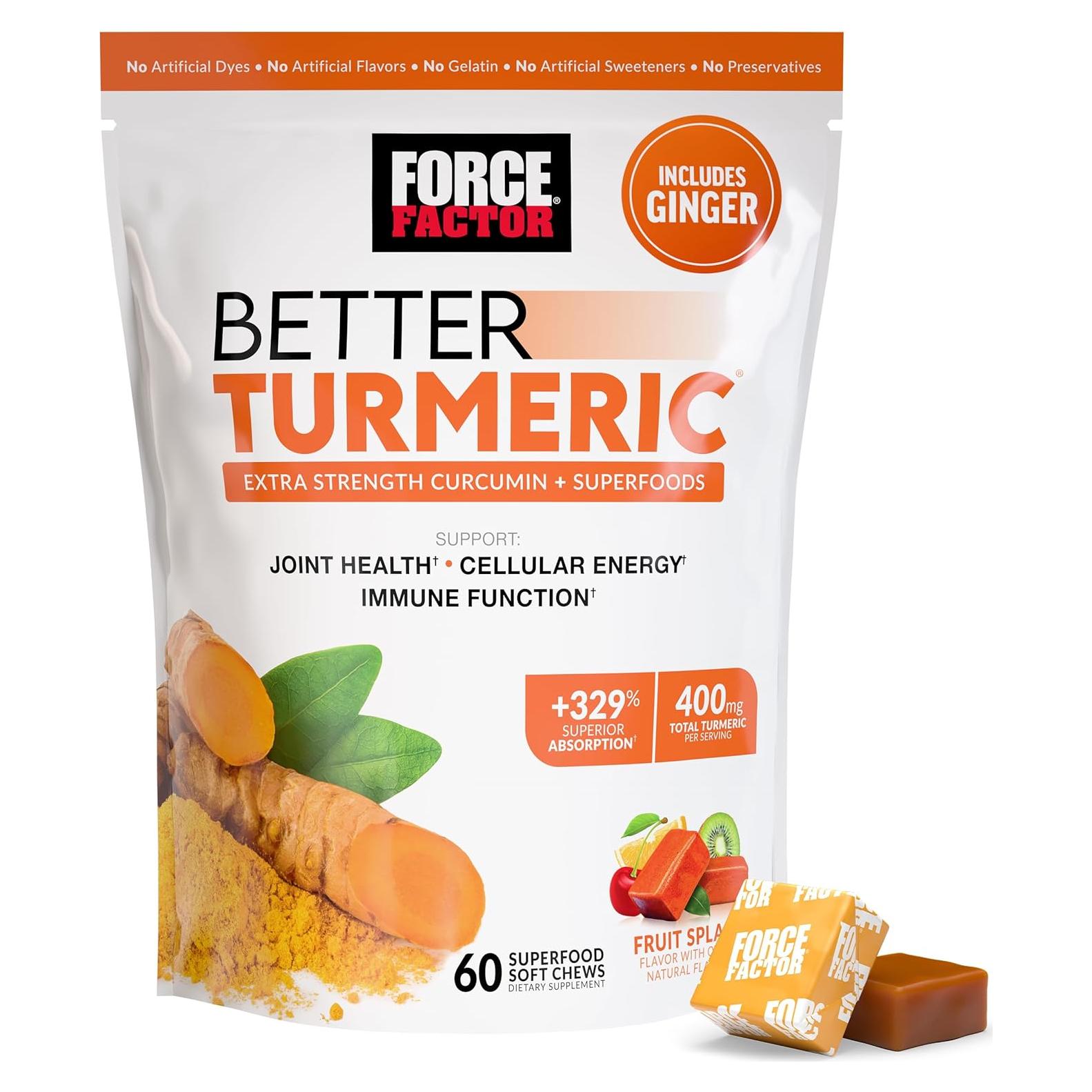 Suplemento de Cúrcuma Force Factor 60 Masticables 400mg