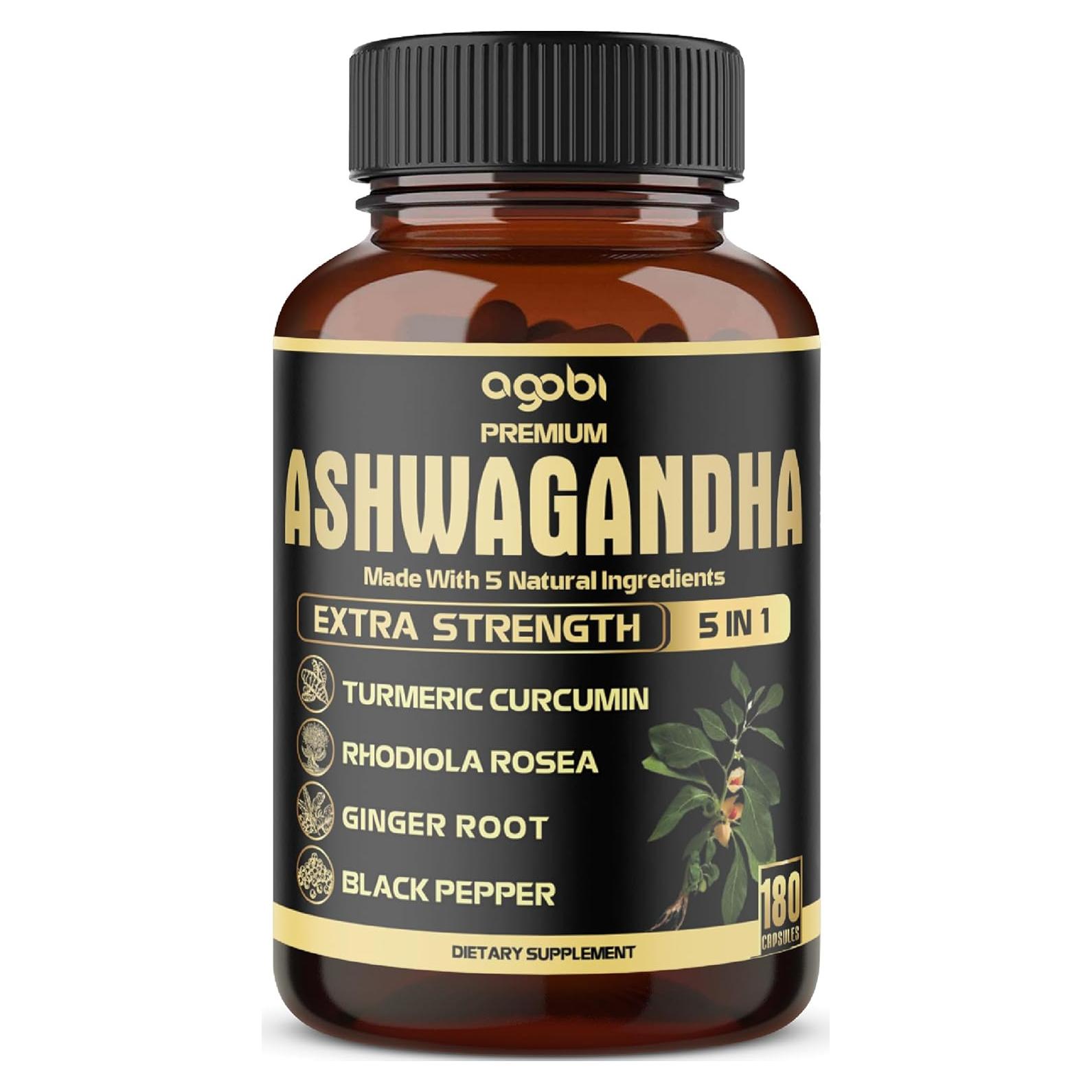 Cápsulas de Ashwagandha Agobi 180 Veganas 5en1 con Cúrcuma